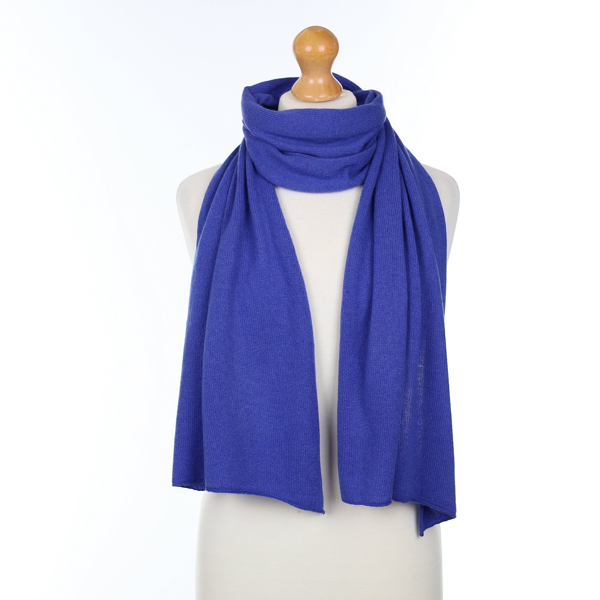 Brand New Scottish Royal Blue Cashmere Knitted Scarf