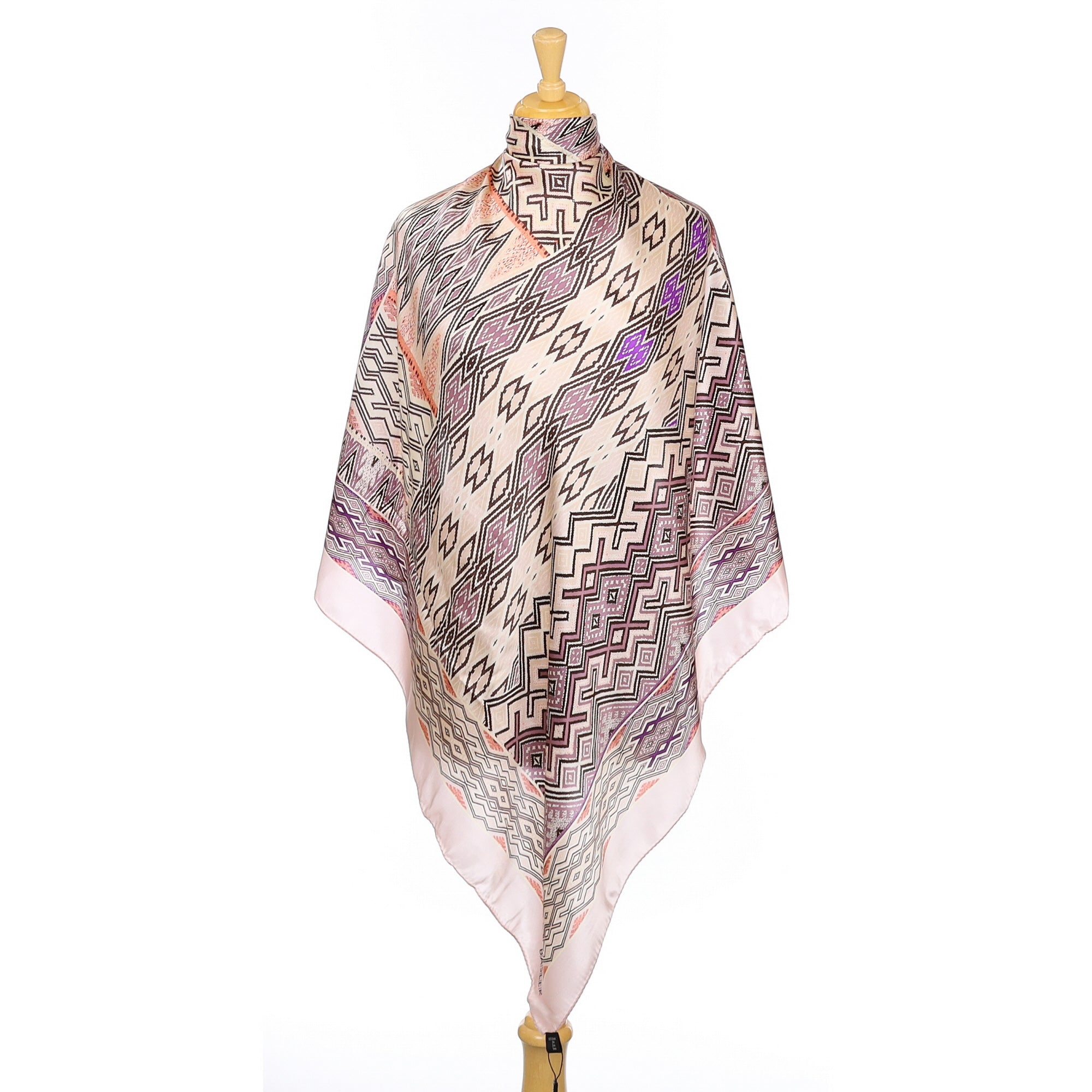 Basler Aztec Purple Mix Pattern Silk Scarf