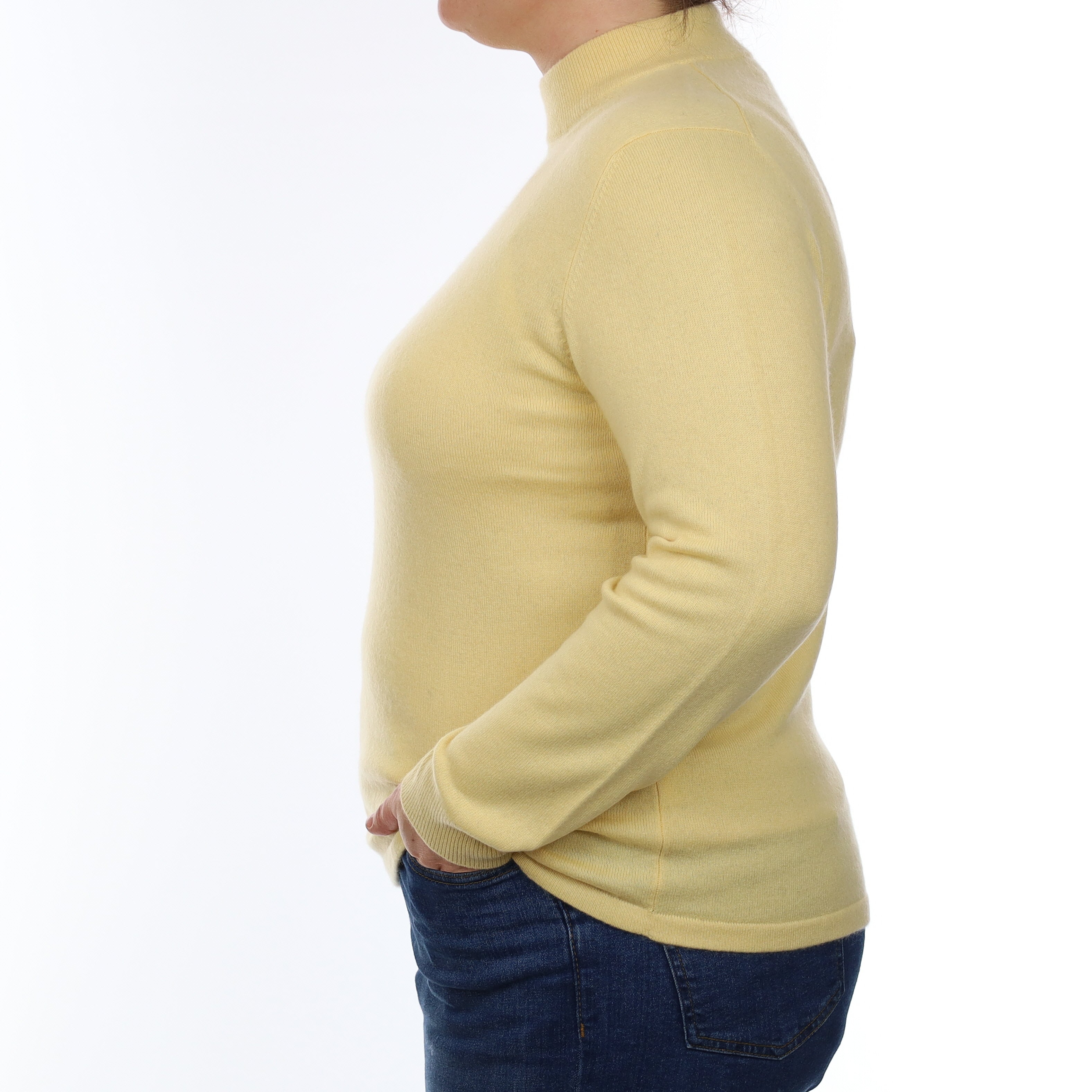 Custard Yellow Cashmere Turtle Neck Jumper Large