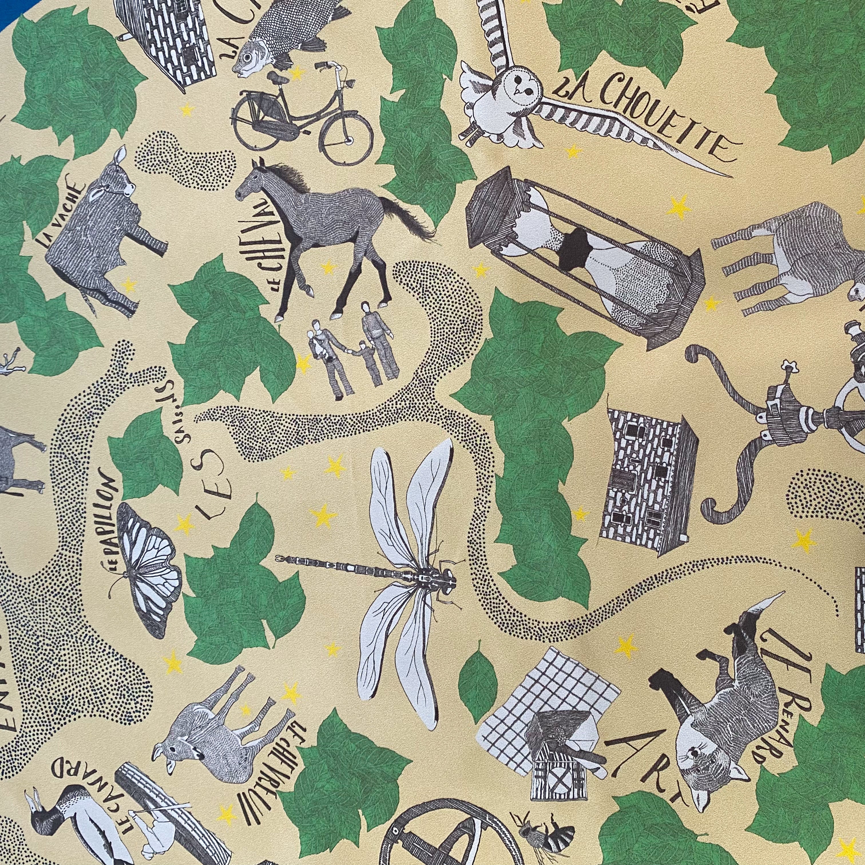 French ‘Au Domaine Des Etangs’ Silk Scarf