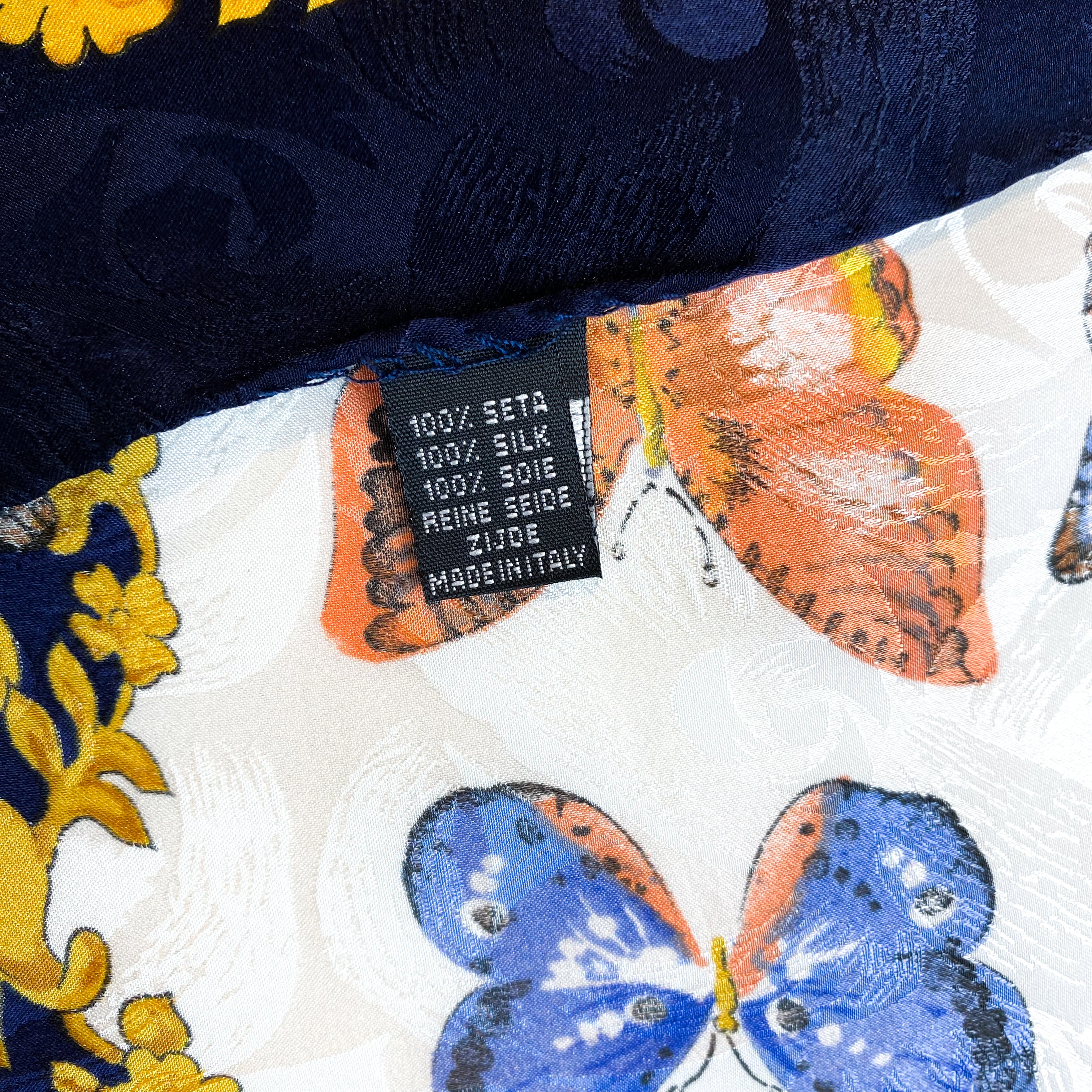 Large Italian Butterfly Vintage Silk Scarf
