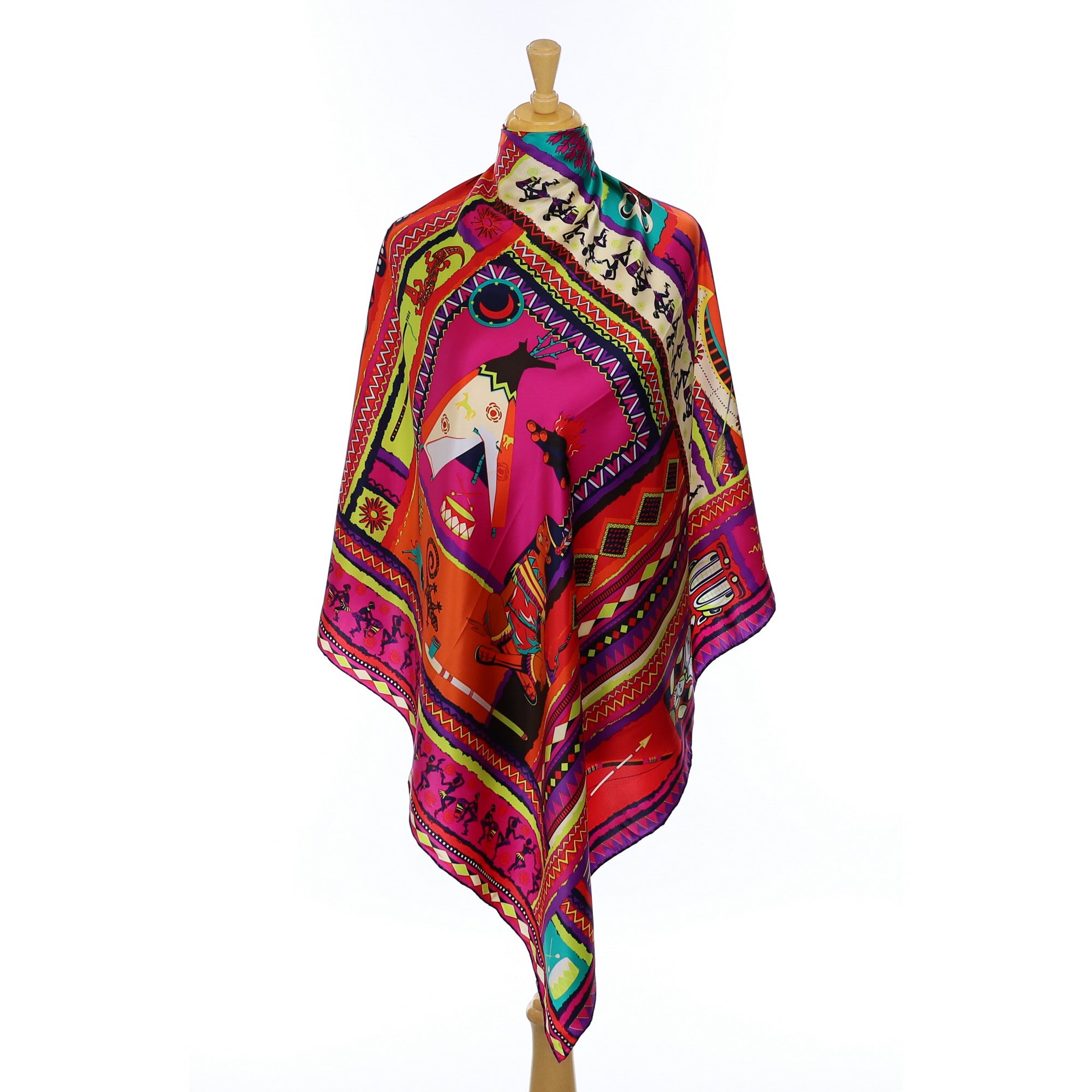 Colourful African Themed Silk Scarf