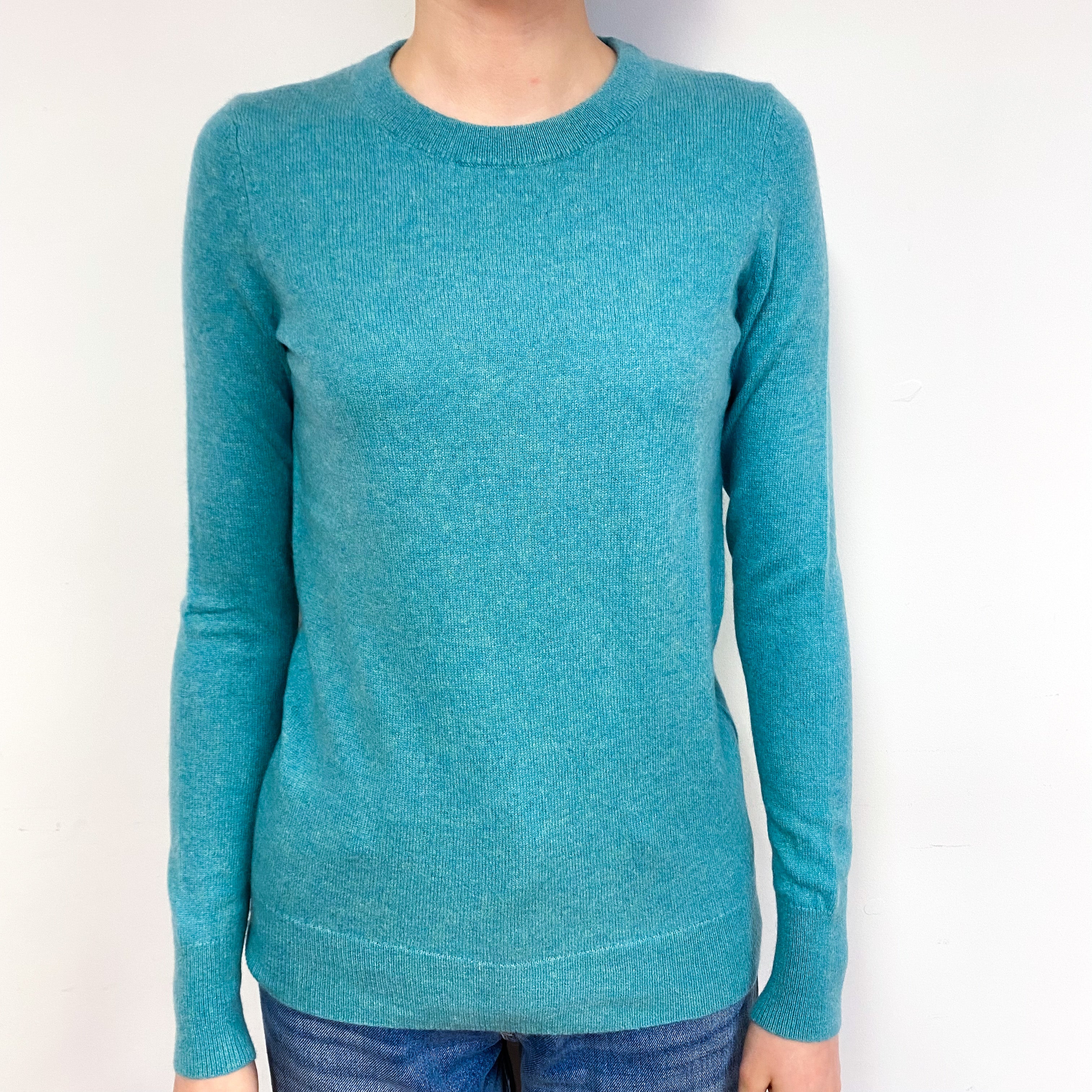 Aqua Green Cashmere Crew Neck Jumper Extra Small