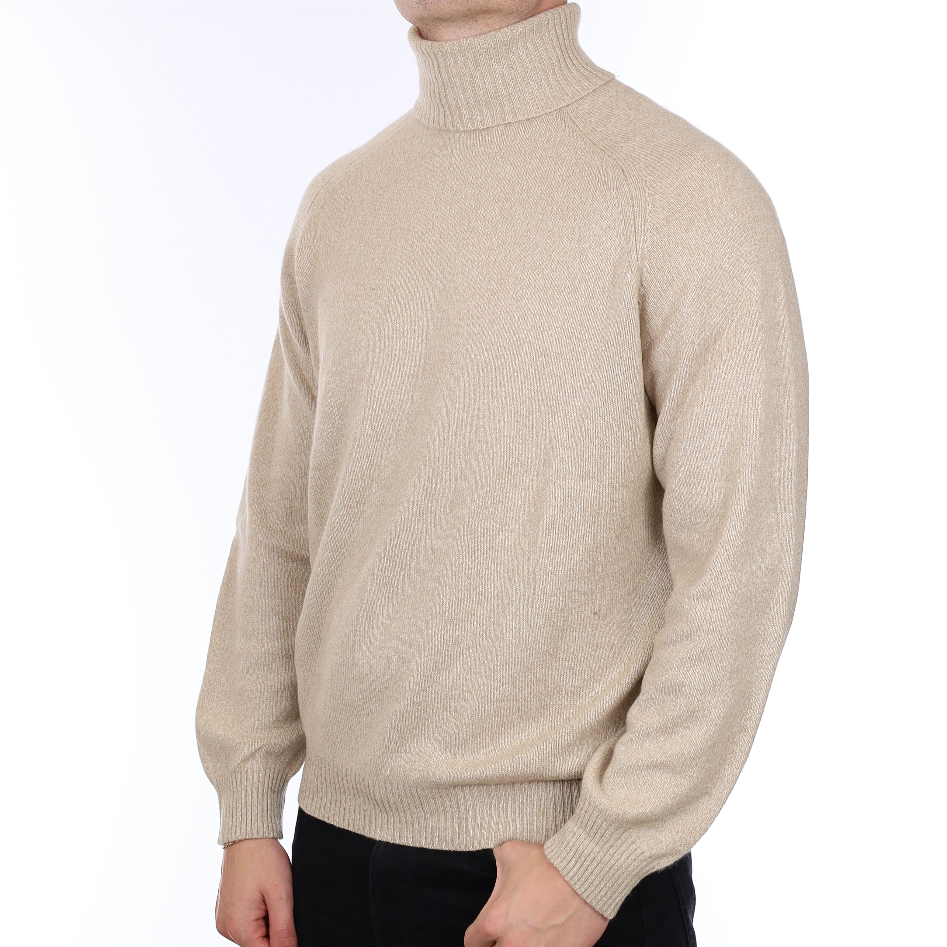 Men’s Italian Ermenegildo Zegna Beige Marl Polo Neck Jumper XL