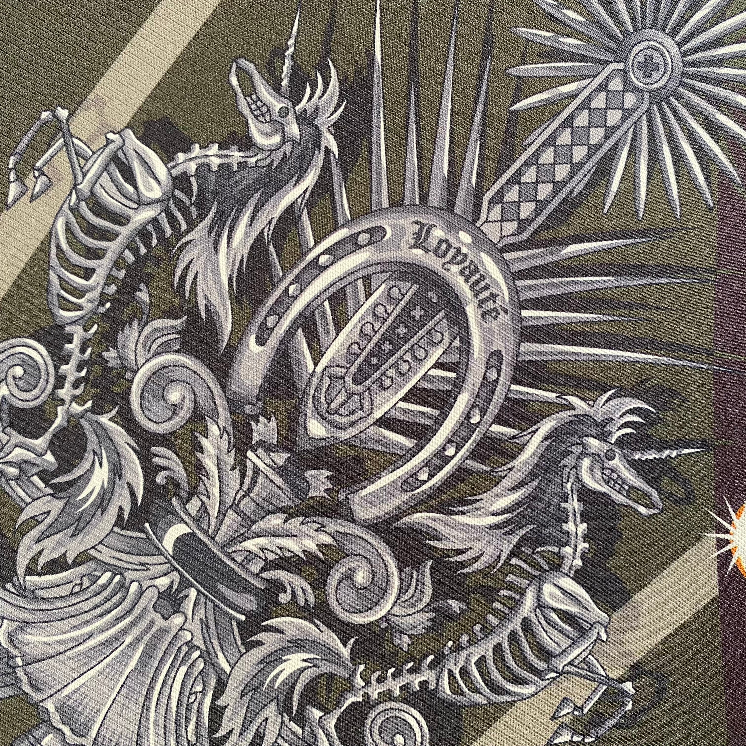Hermès Cest La Fête Double Sided Silk Scarf Grail