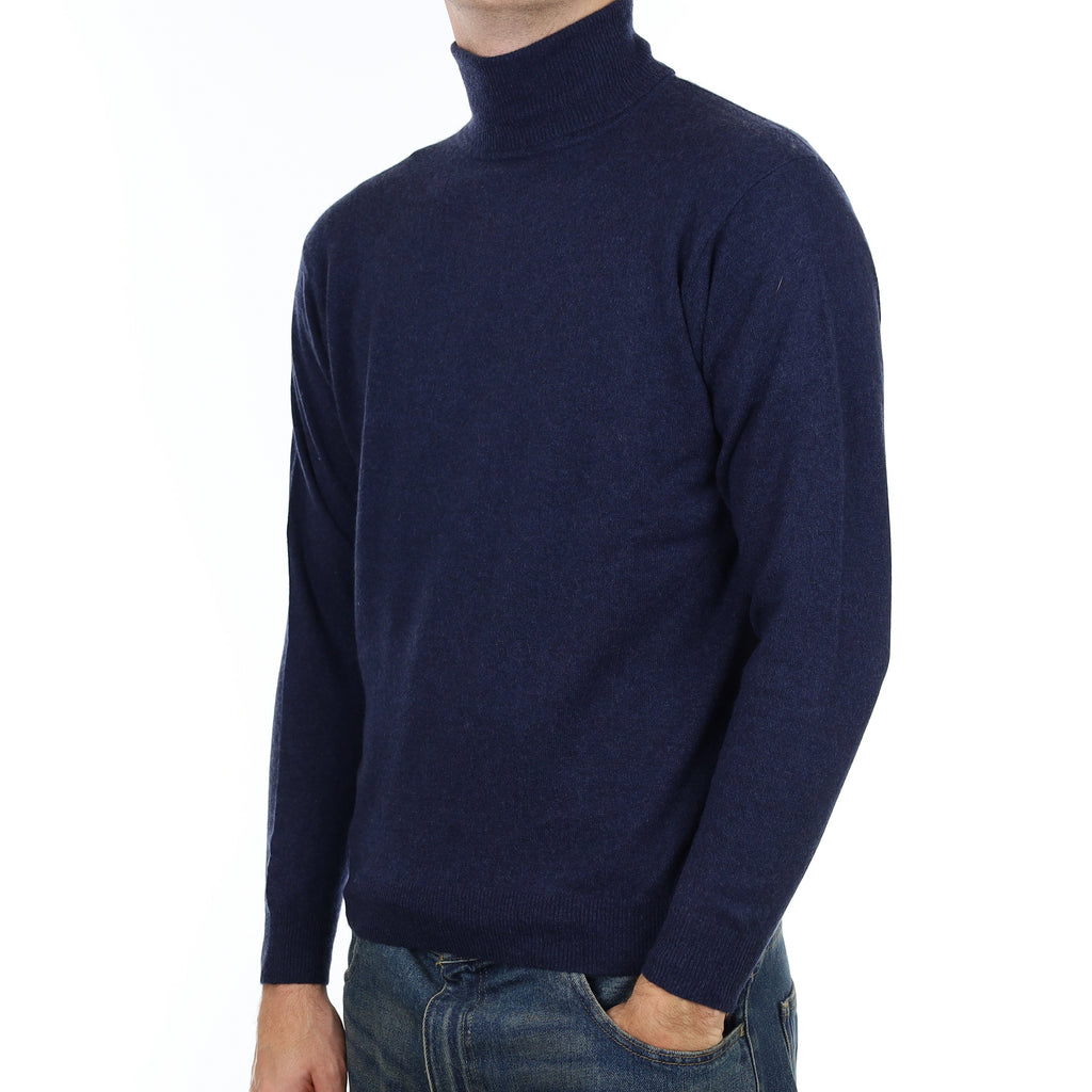 Men’s Midnight Blue Cashmere Polo Neck Jumper Medium