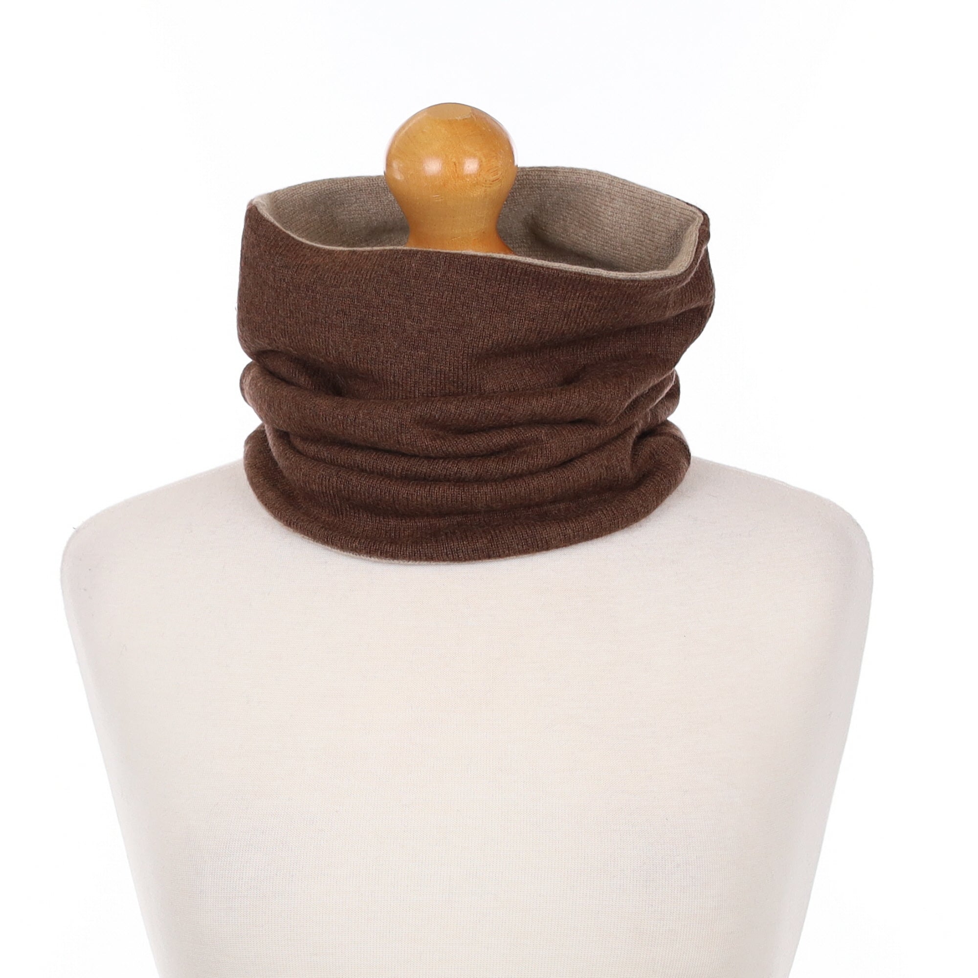 Men’s Chocolate Brown and Mocha Luxury Double Layered Snood