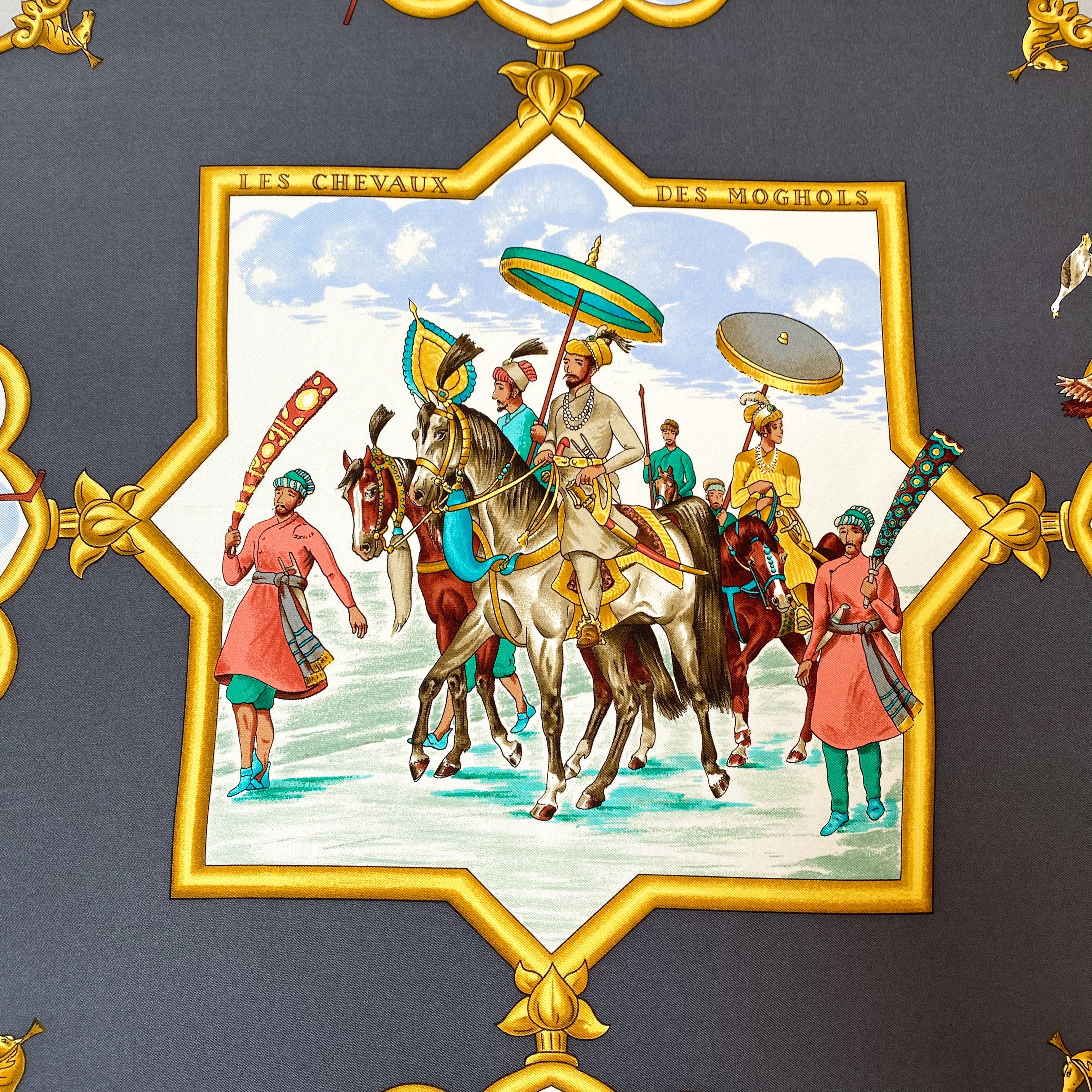 Boxed Hermès Les Chevaux des Moghols 1993 Silk Scarf