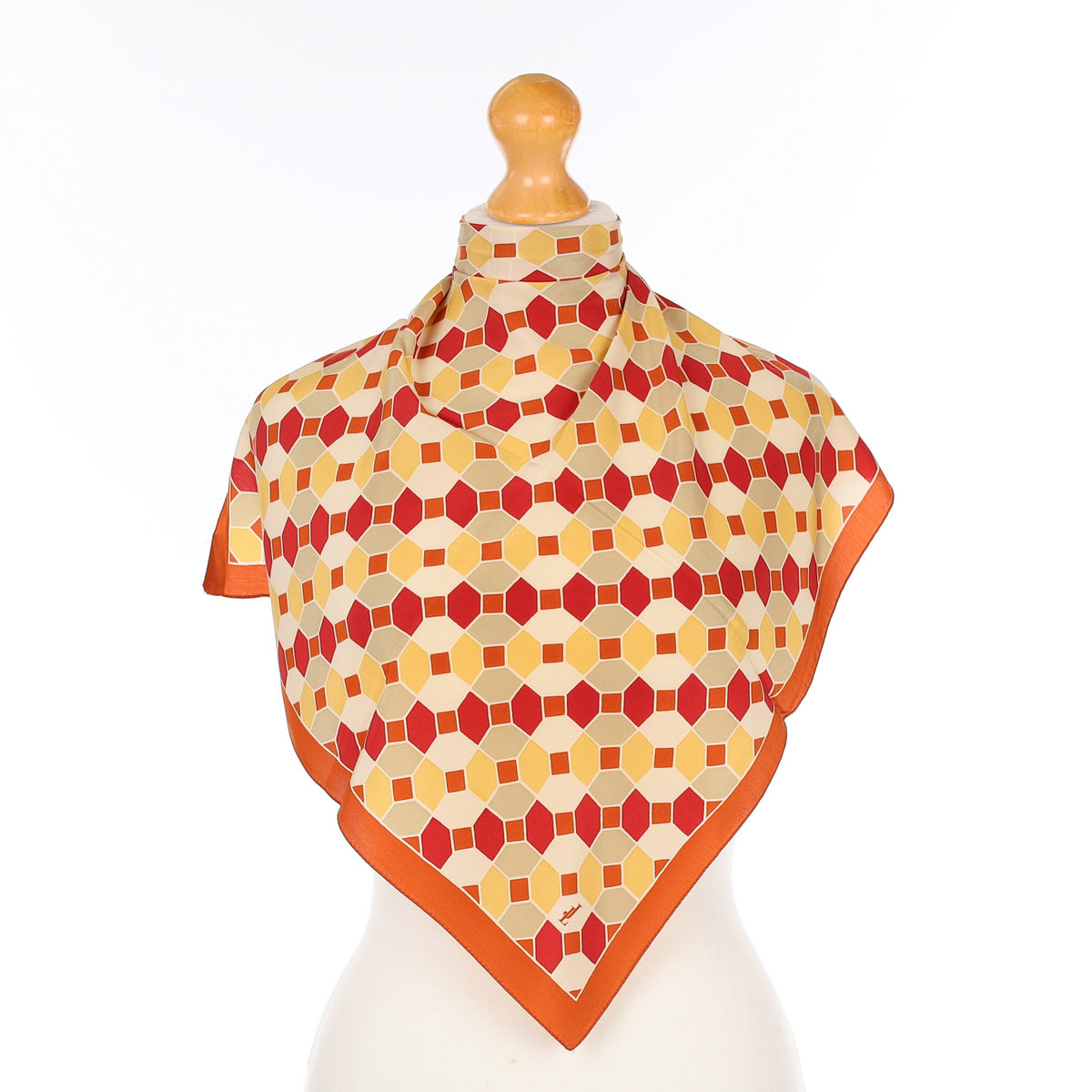 Brand New Rust Geometric Silk Scarf