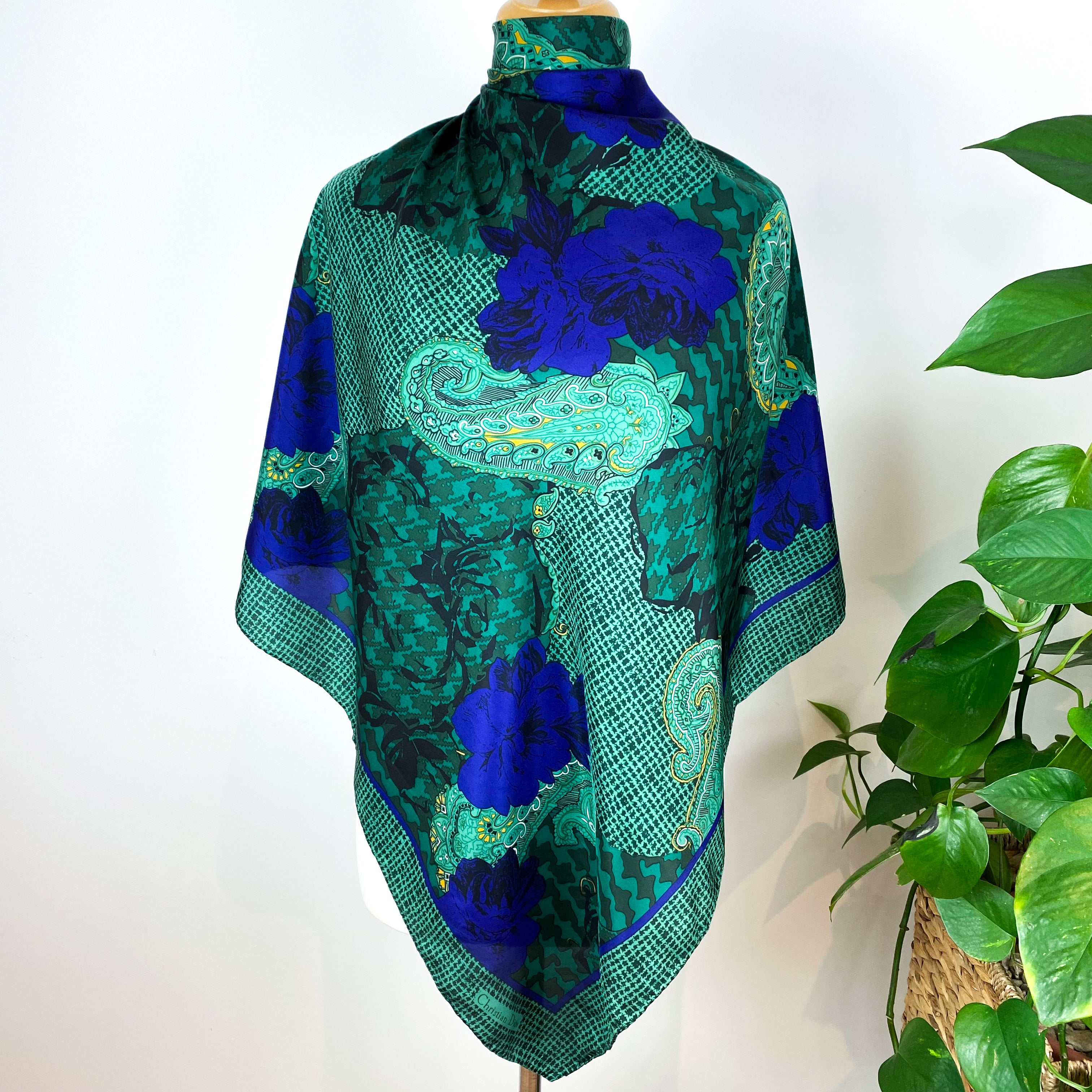 1970s Christian Dior Vintage Designer Silk Scarf
