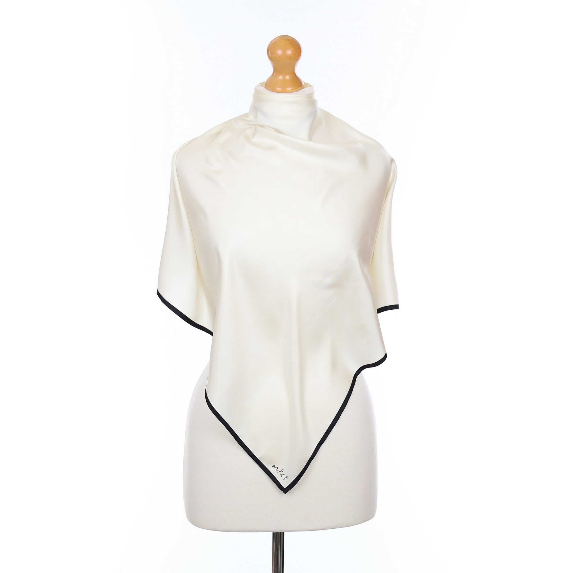 Arket Cream and Black Silk Scarf