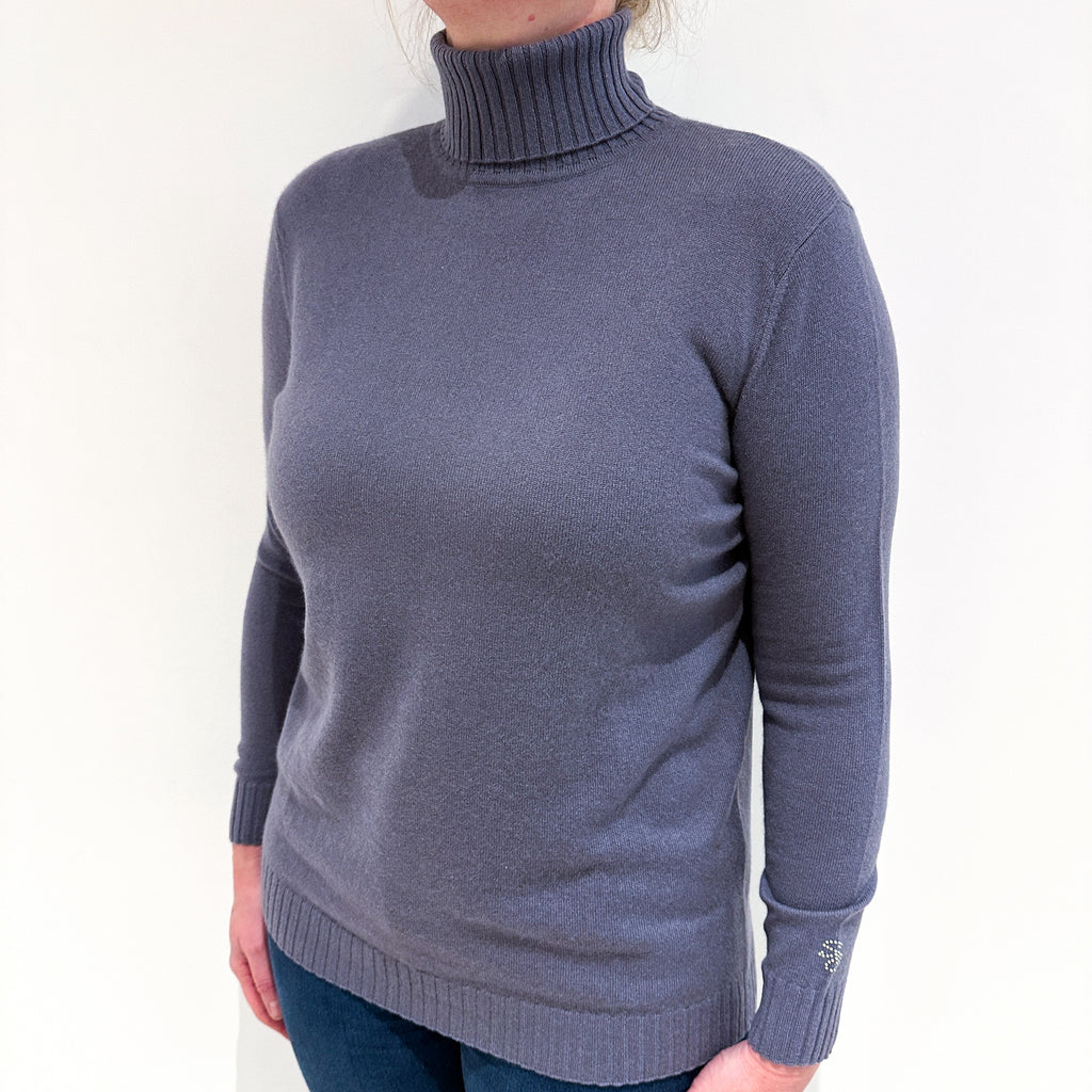 Dusky Purple Cashmere Polo Neck Jumper Large