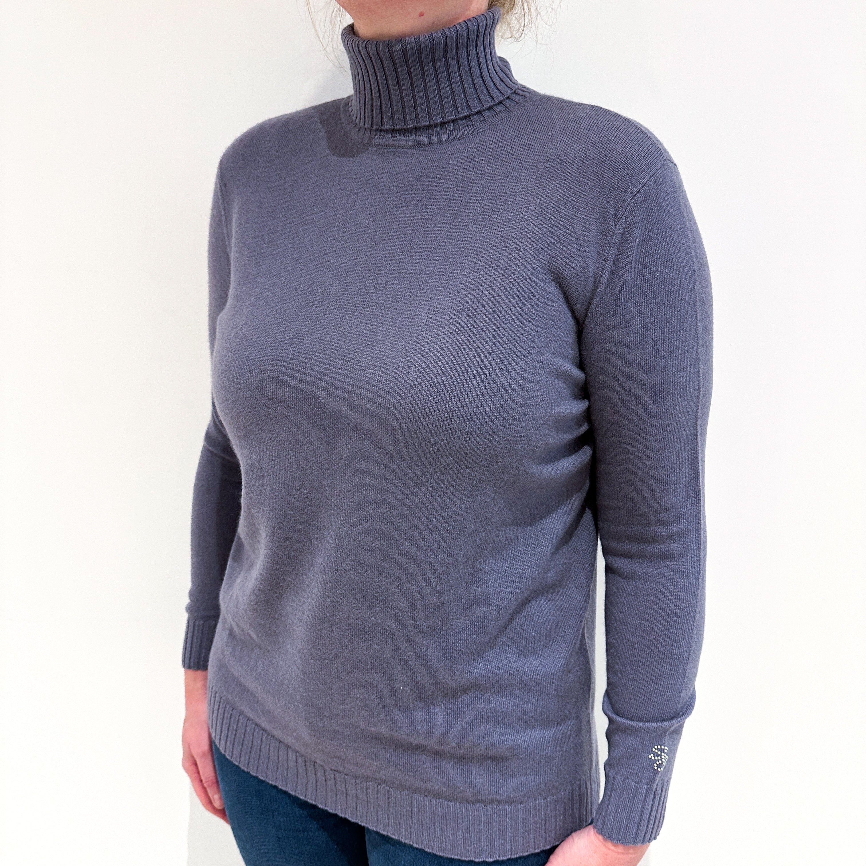 Dusky Purple Cashmere Polo Neck Jumper Large