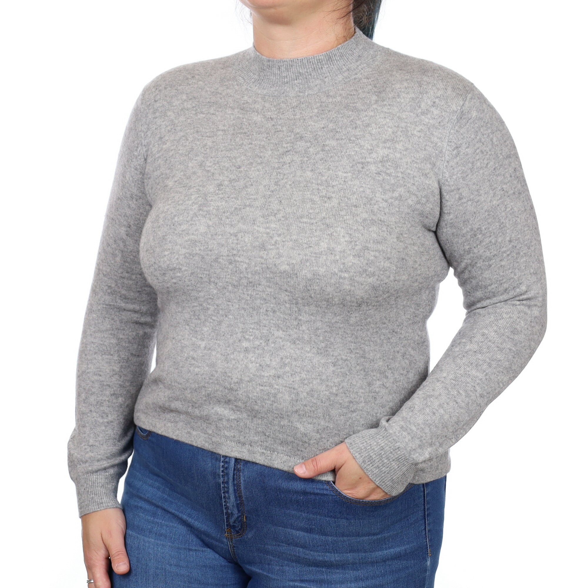 Smoke Grey Cashmere Turtle Neck Jumper Large
