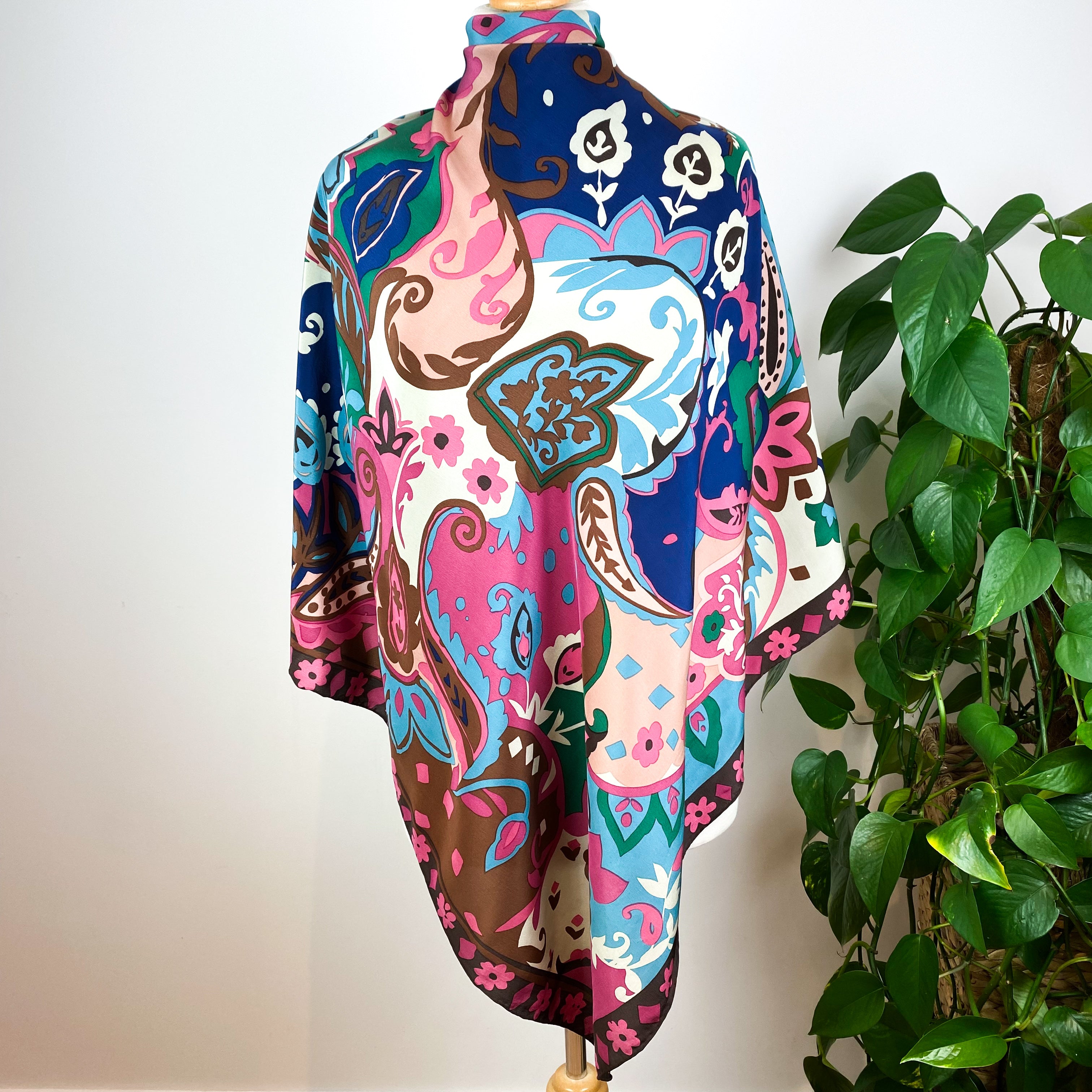 Abstract Floral Crepe Silk Scarf