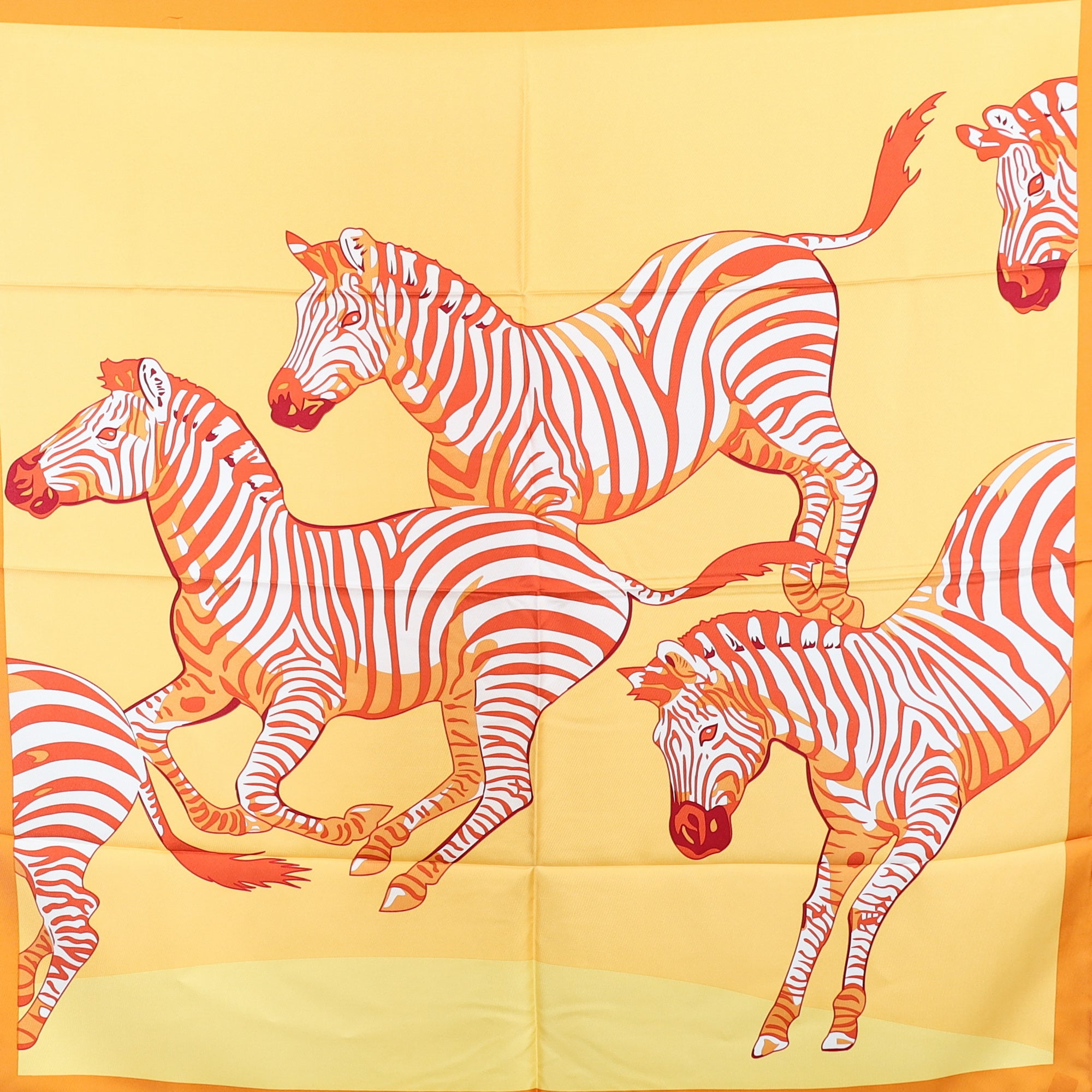 Brand New Orange Zebra Silk Scarf