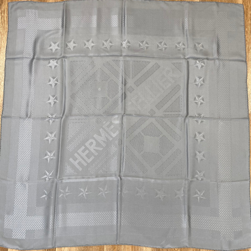 Brand New Boxed Hermès Sellier Jacquard Silk Scarf