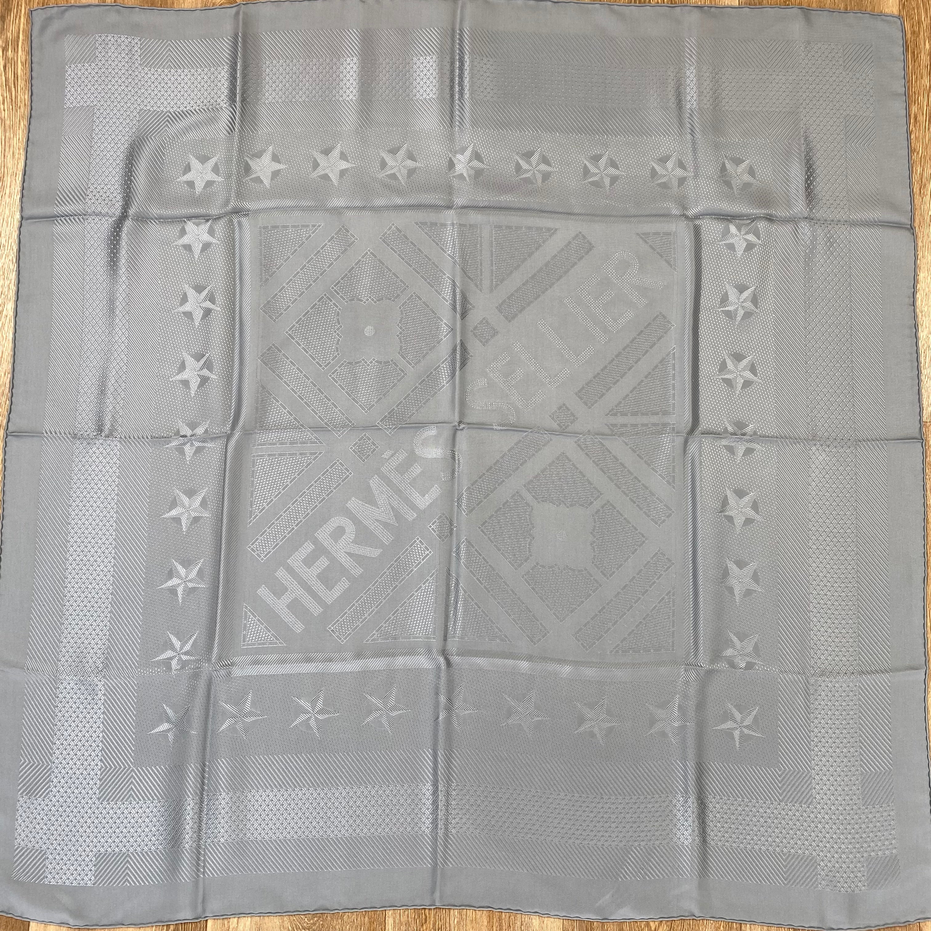 Brand New Boxed Hermès Sellier Jacquard Silk Scarf