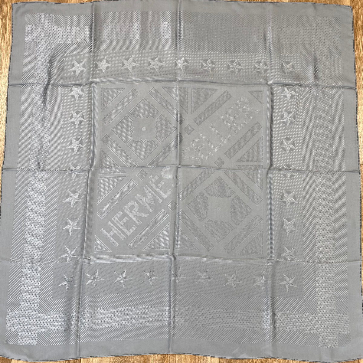 Brand New Boxed Hermès Sellier Jacquard Silk Scarf