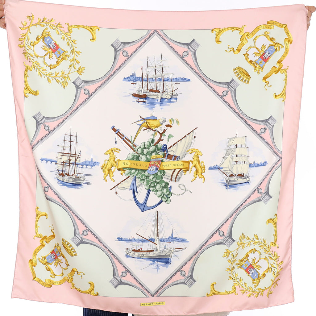 Rare Hermès Bordeaux Porte Oceane Silk Scarf