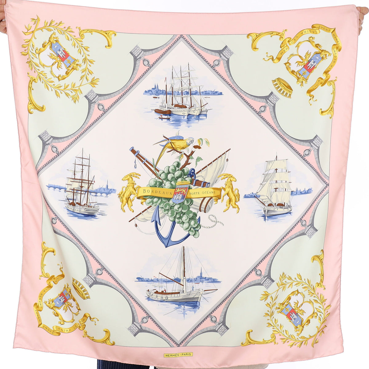 Rare Hermès Bordeaux Porte Oceane Silk Scarf