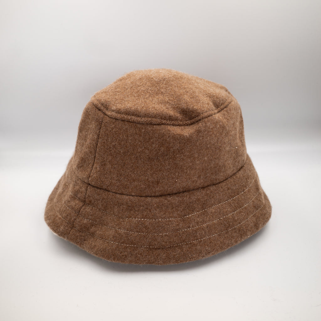Nutmeg Brown Reversible Cashmere Bucket Hat Medium