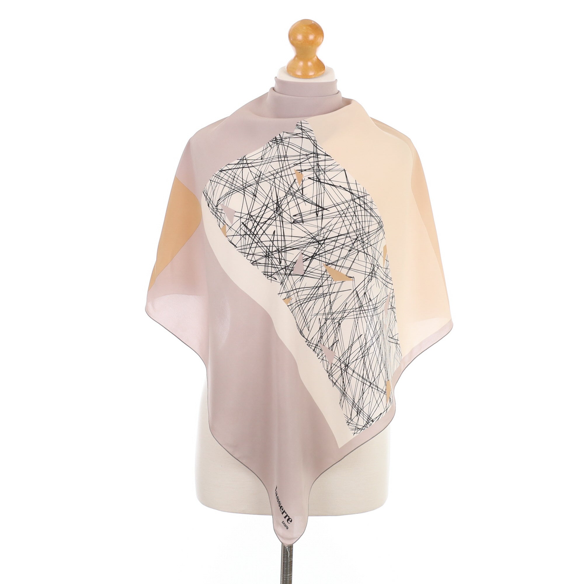 French Lasserre Neutral Silk Scarf