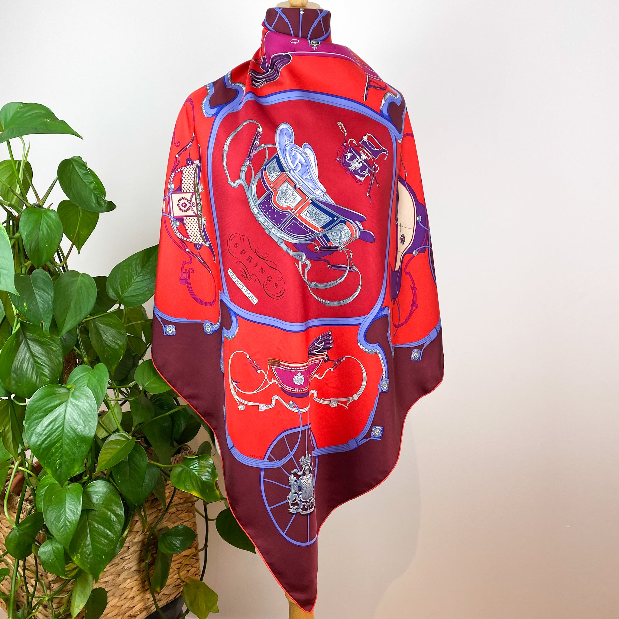 Immaculate Boxed Hermes Springs Vintage Silk Scarf