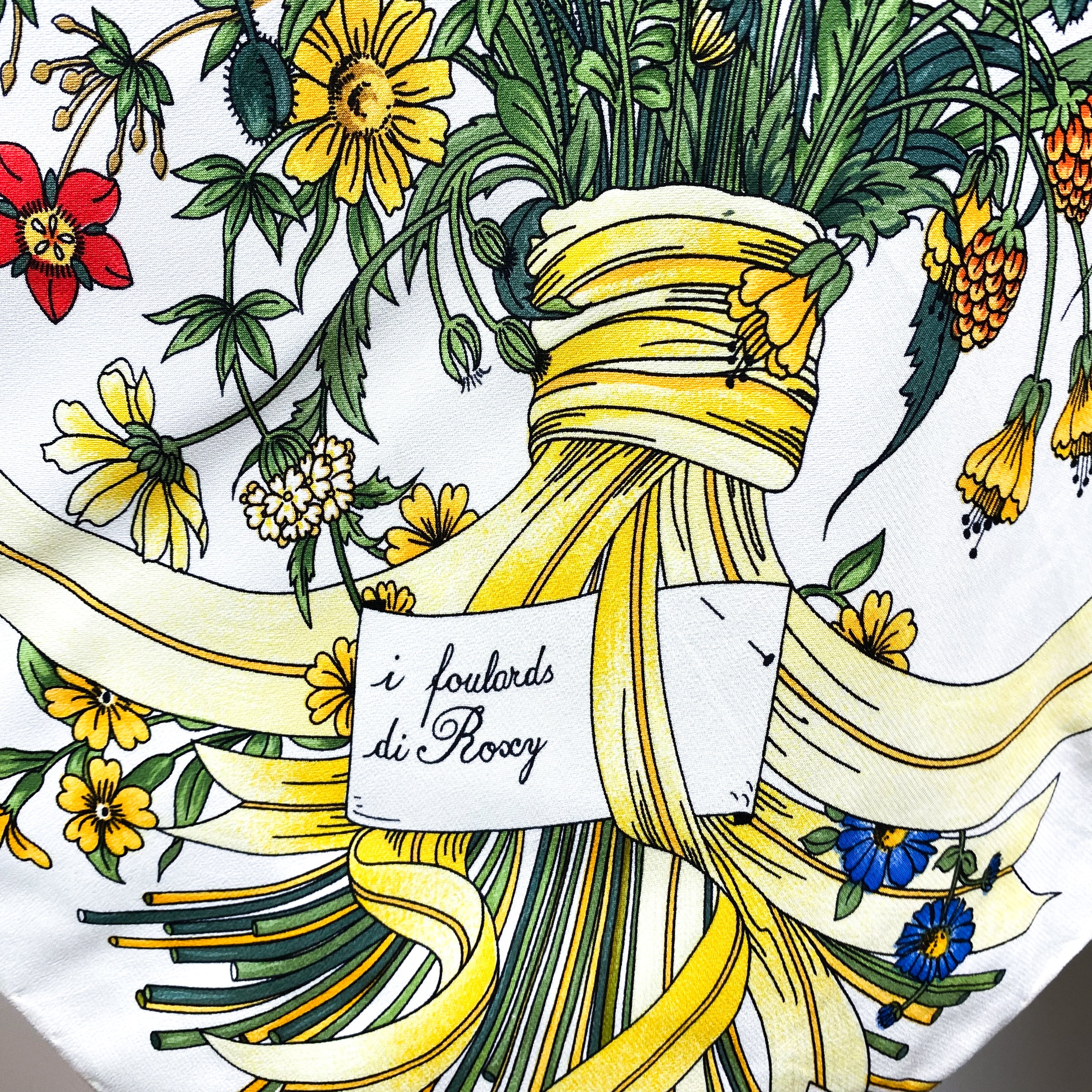 French Floral Vintage Silk Scarf