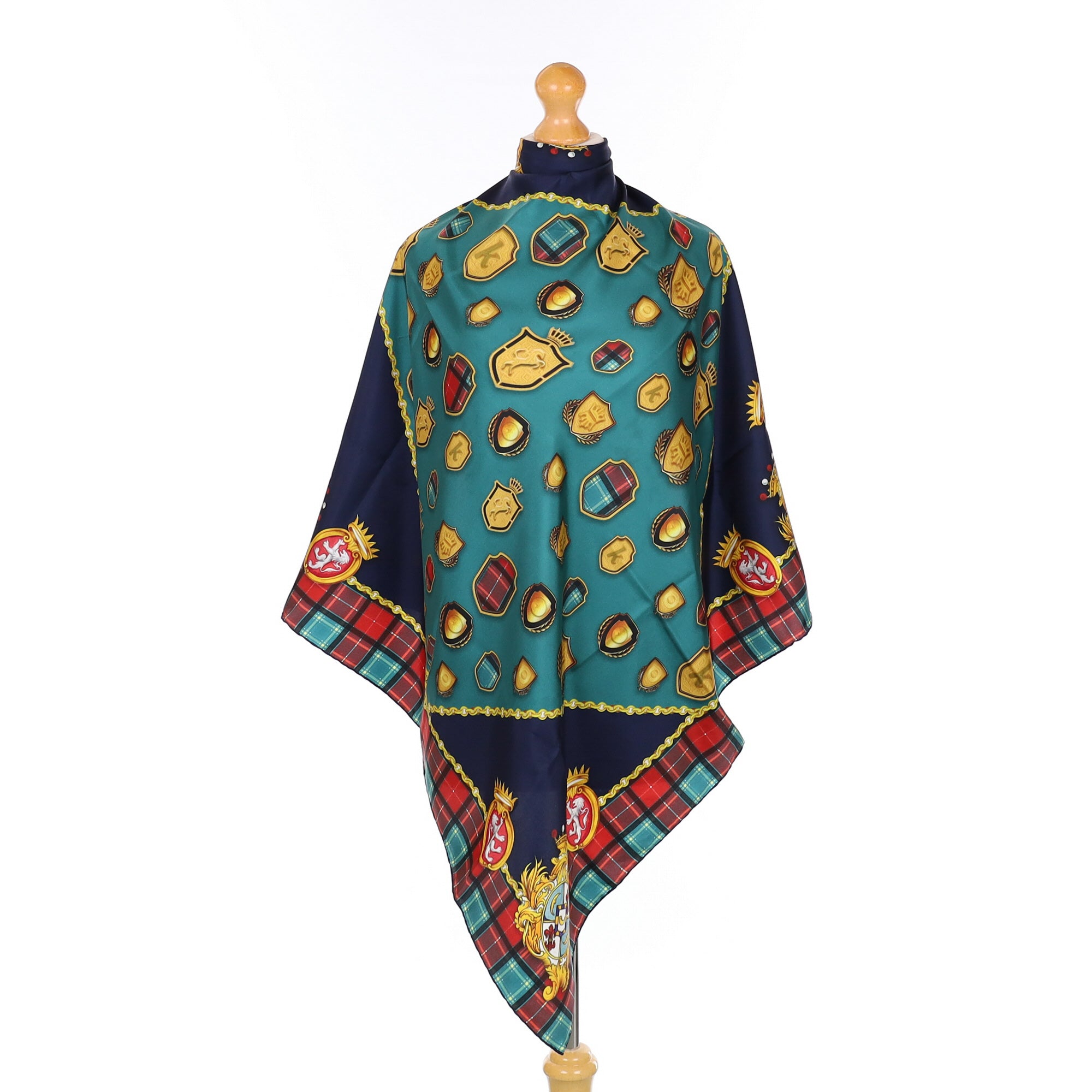 Brand New Tartan And Crest Silk Scarf