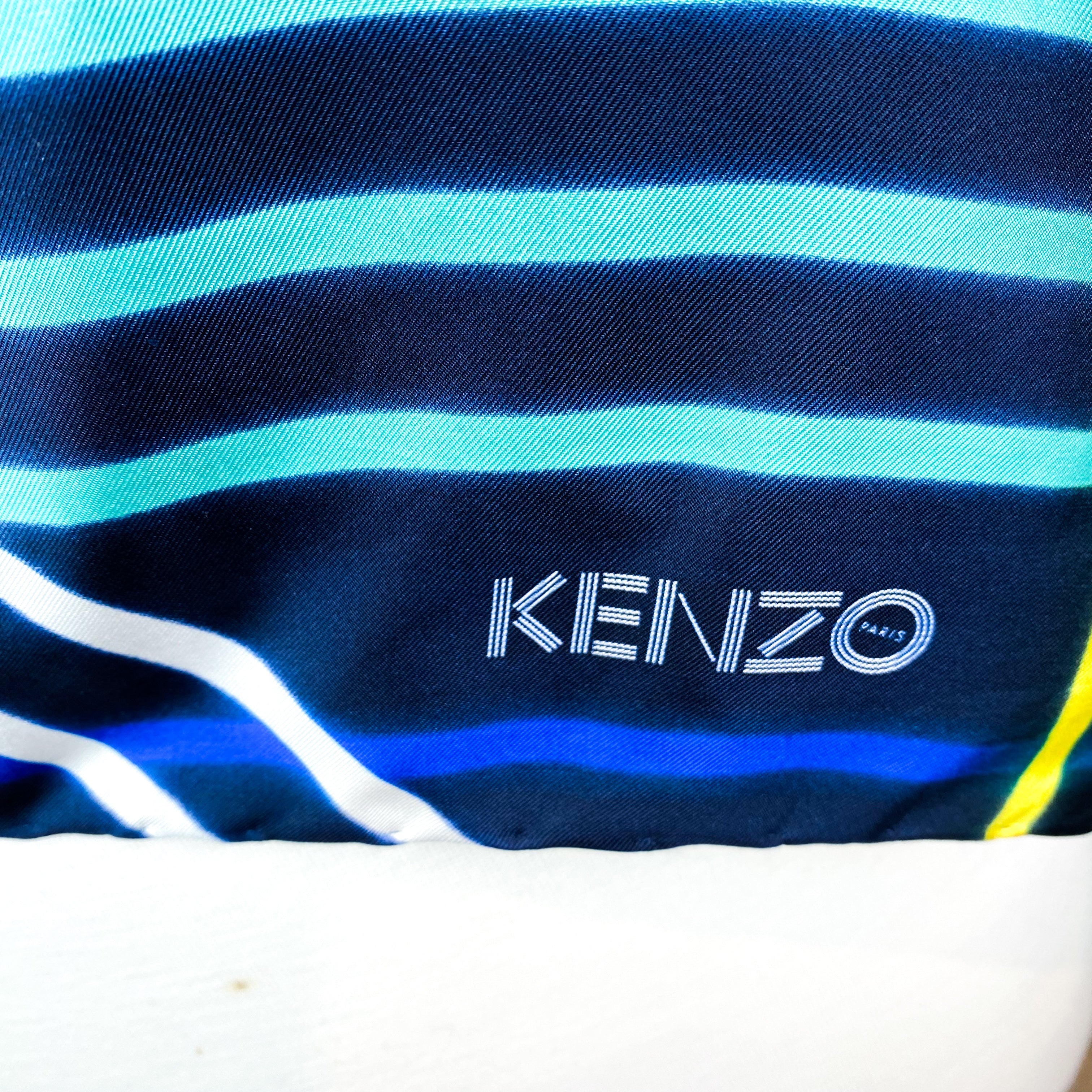Kenzo Striped Designer Silk Scarf