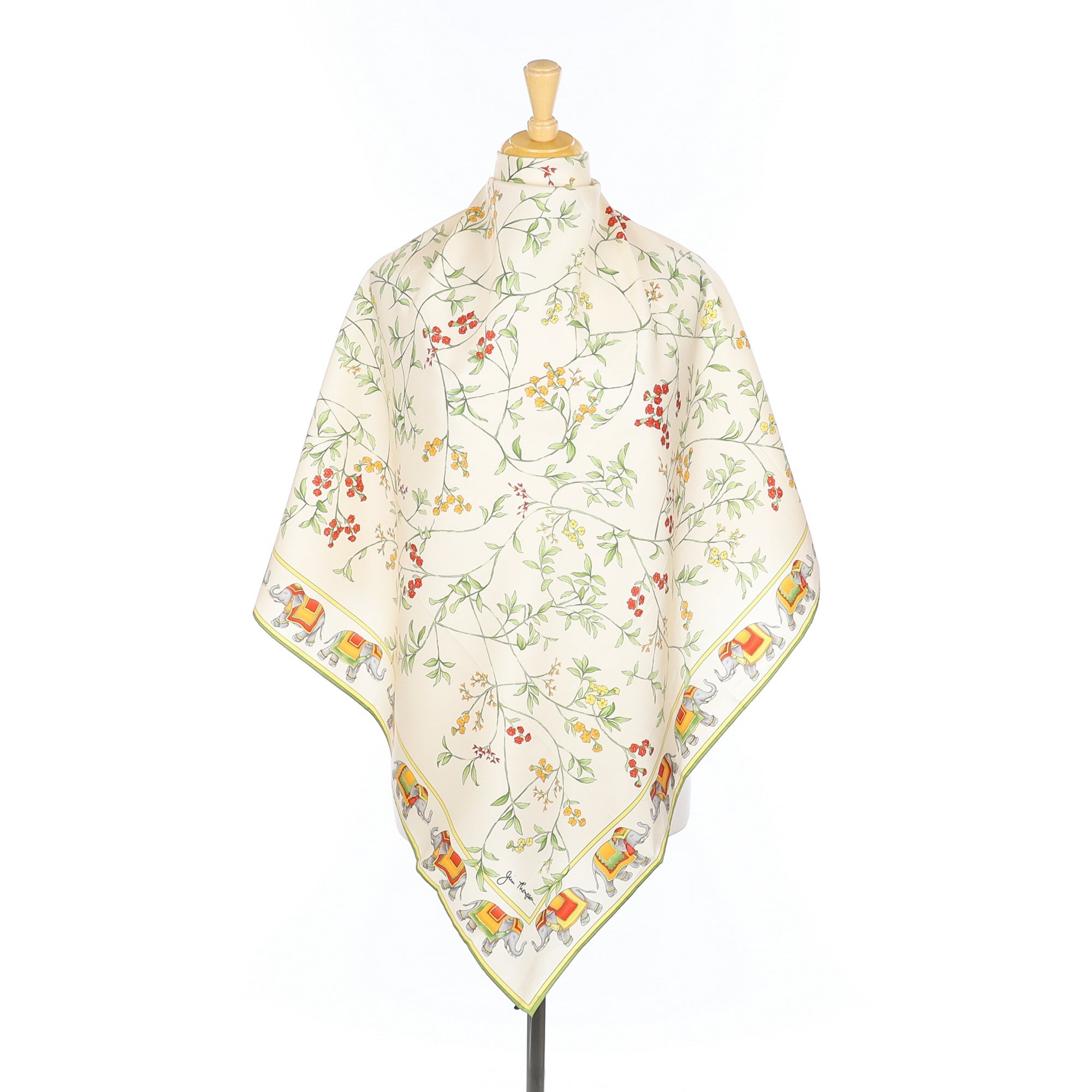 Jim Thompson Cream Elephant Silk Scarf