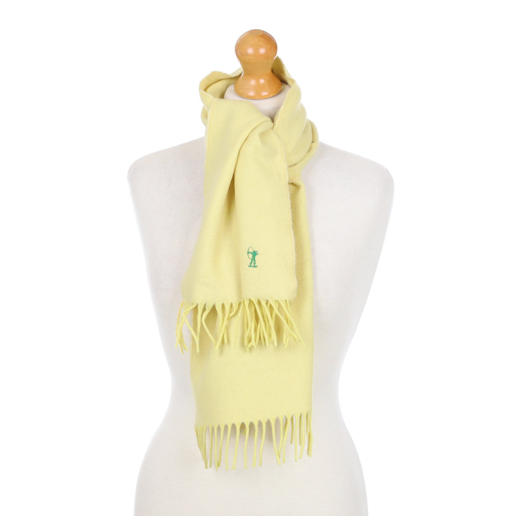 Primrose Yellow Cashmere Fringed Woven Scarf