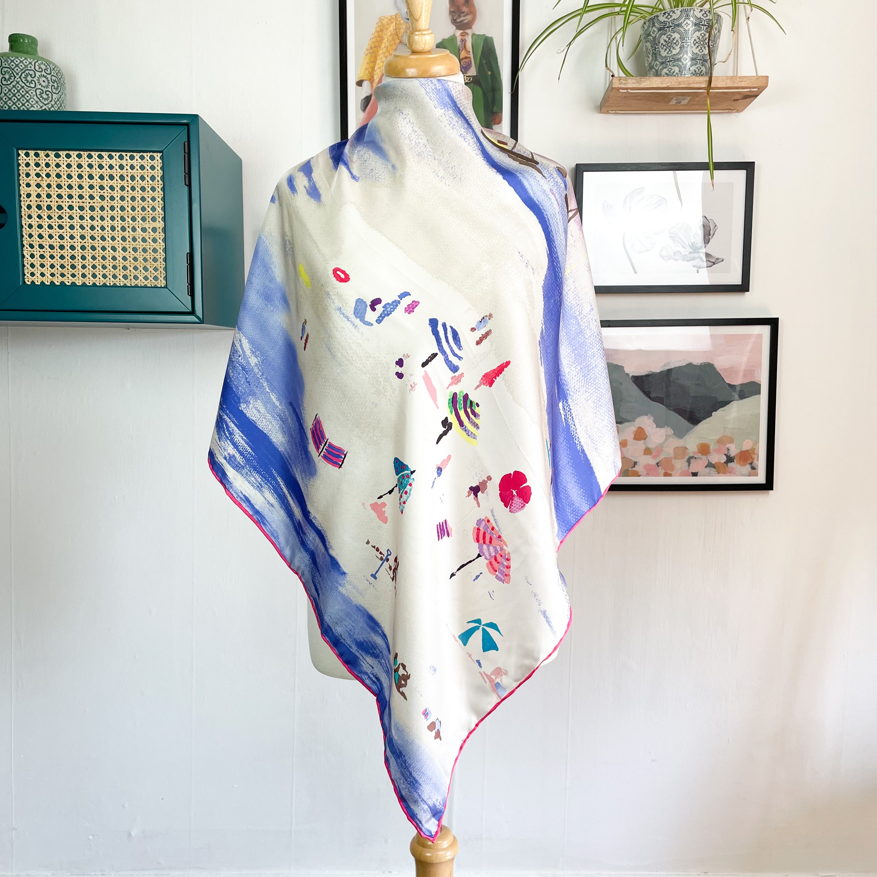 Joules Abstract Beach Design Silk Scarf