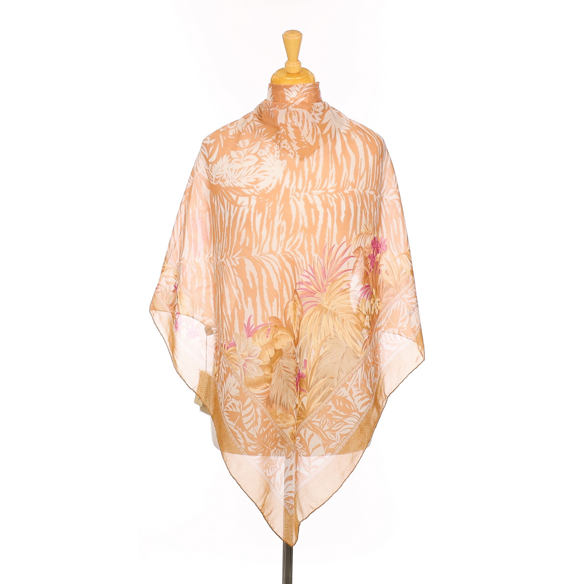 Brand New Borbonese Taupe and Pink Silk Scarf