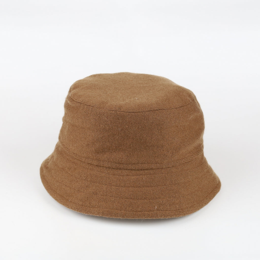 Taupe Brown Cashmere Reversible Bucket Hat Small
