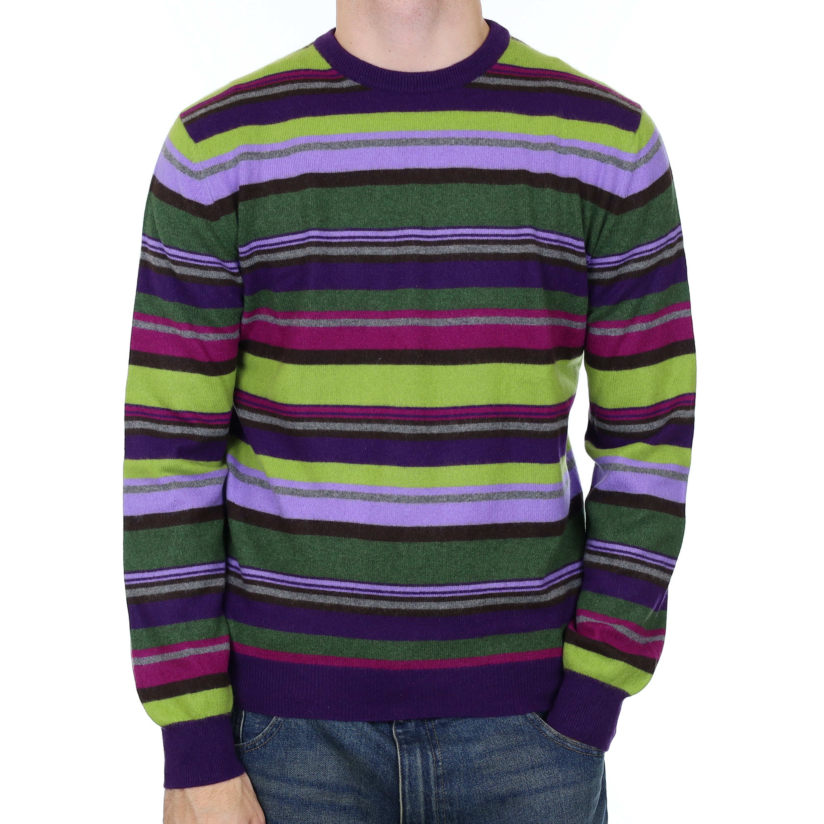 Men’s Multicolour Striped Cashmere Crew Neck Jumper Medium