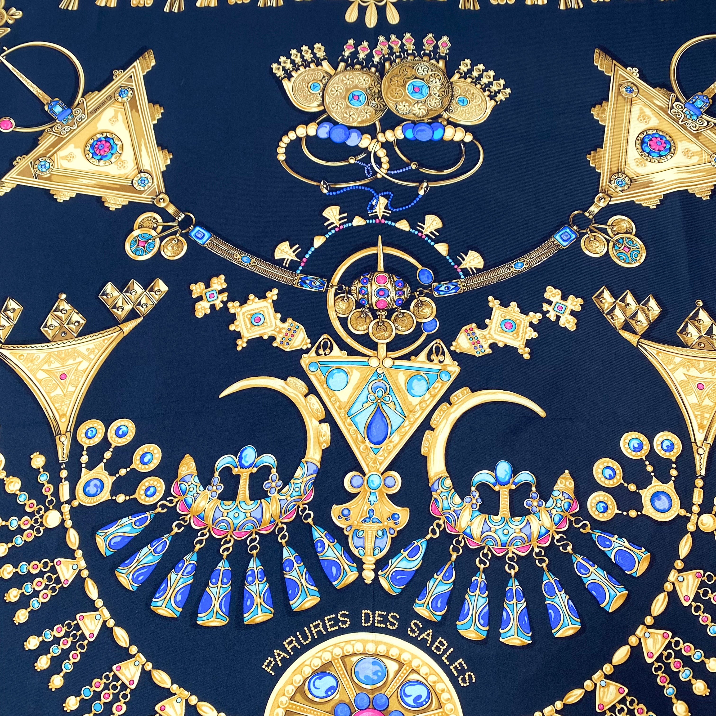 Boxed Hermès 1994 Parures des Sables Silk Scarf