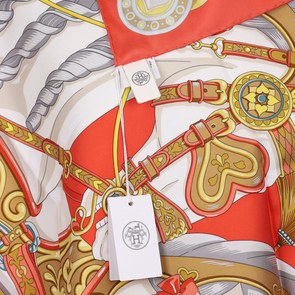 Brand New Boxed Hermès Harnais de Coeur Silk Scarf