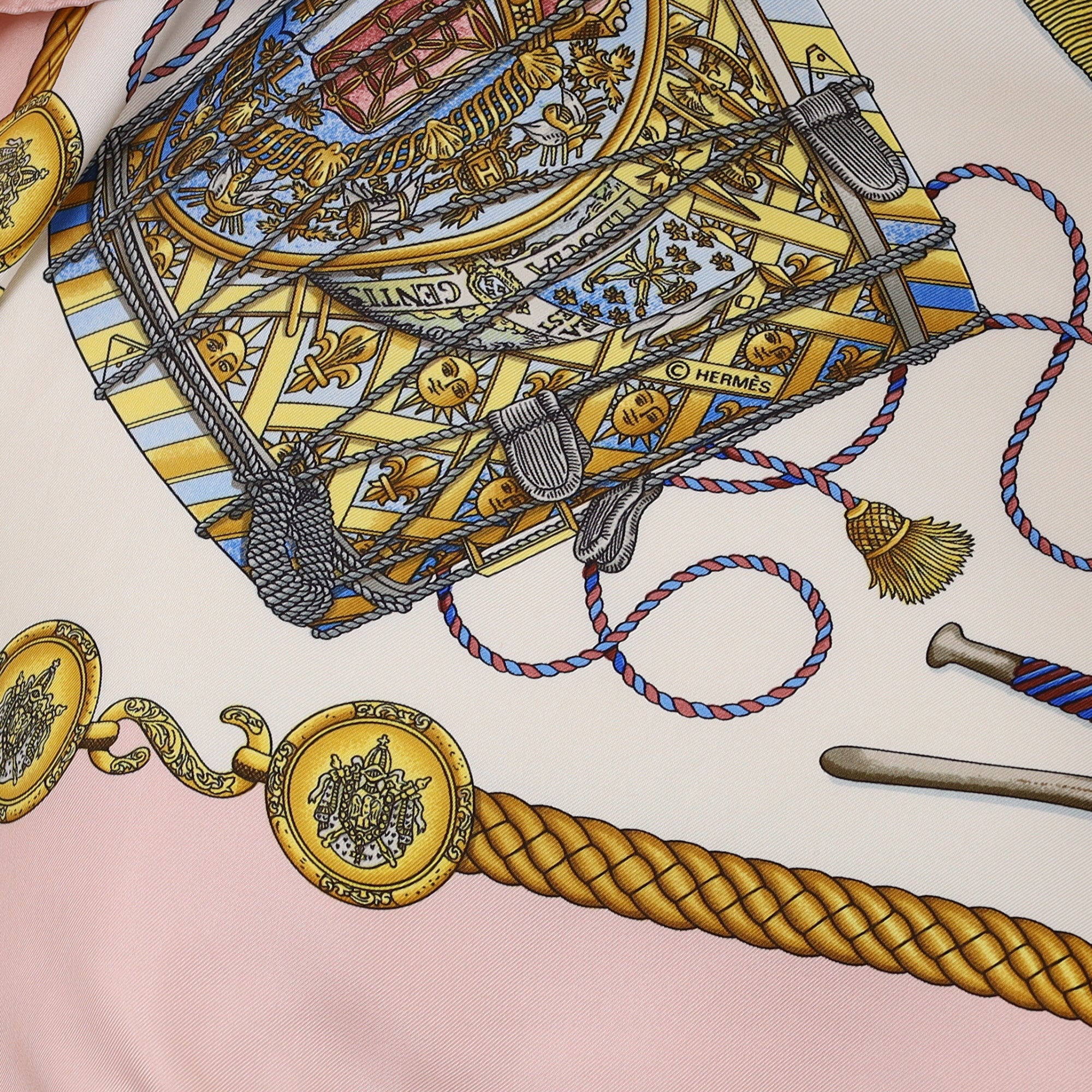 Hermès Les Tambours Vintage Silk Scarf