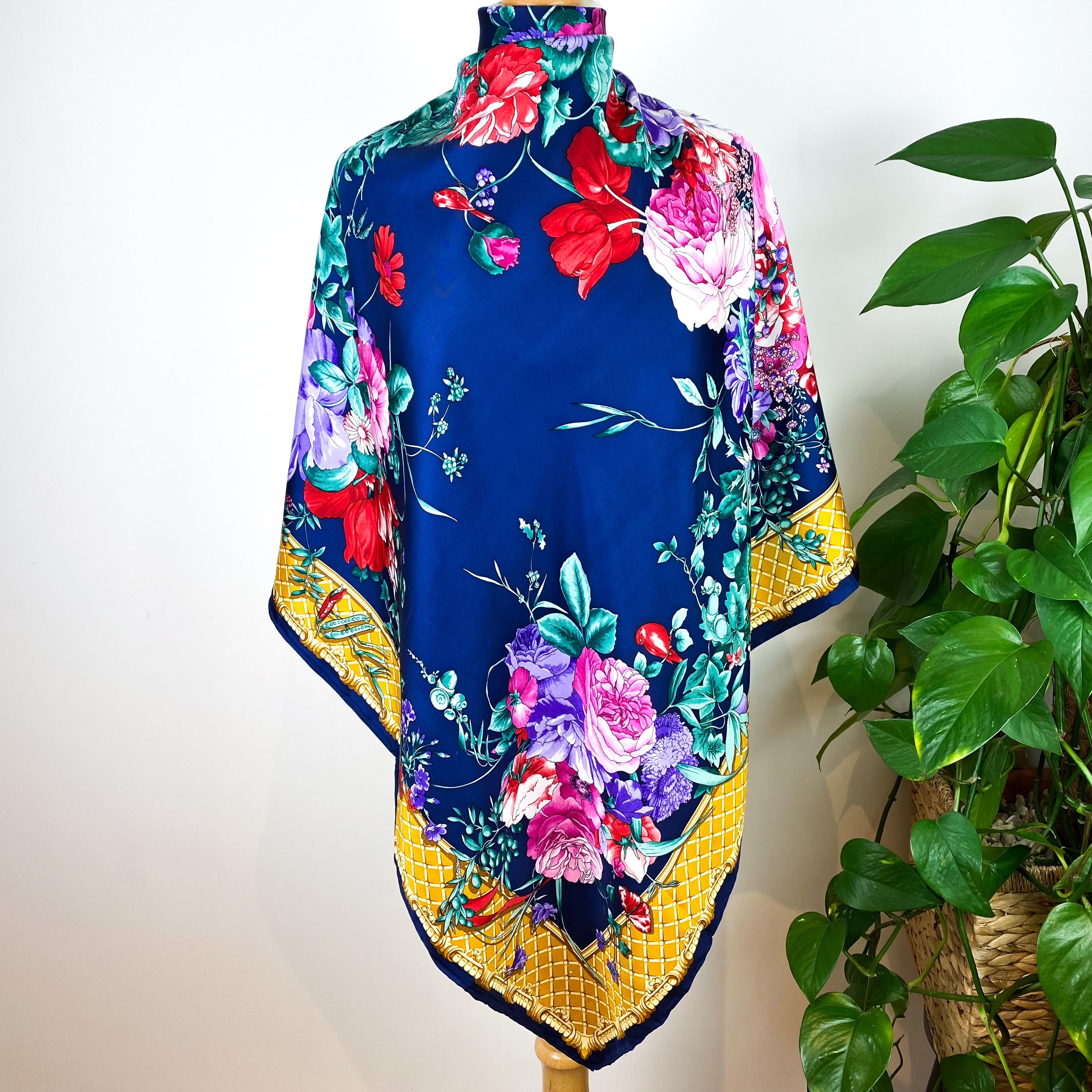 Stunning Large Floral Silk Scarf