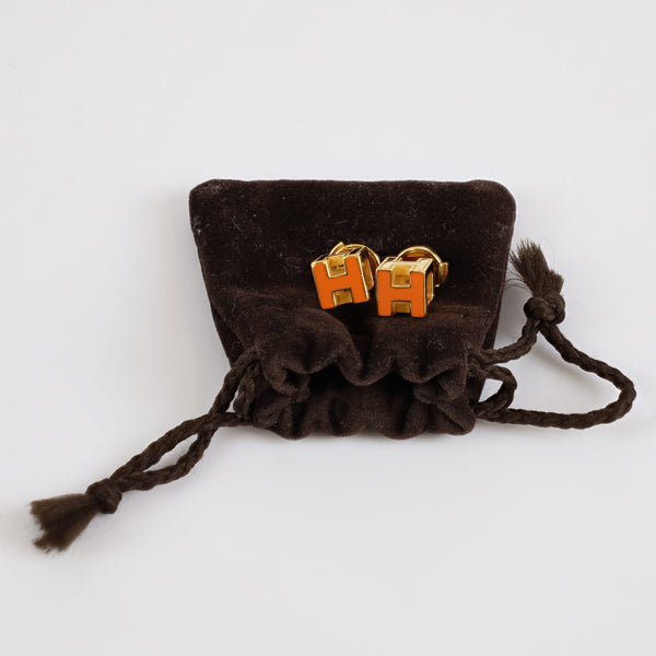 Brand New Boxed Hermès Cage d’H Cube Earrings