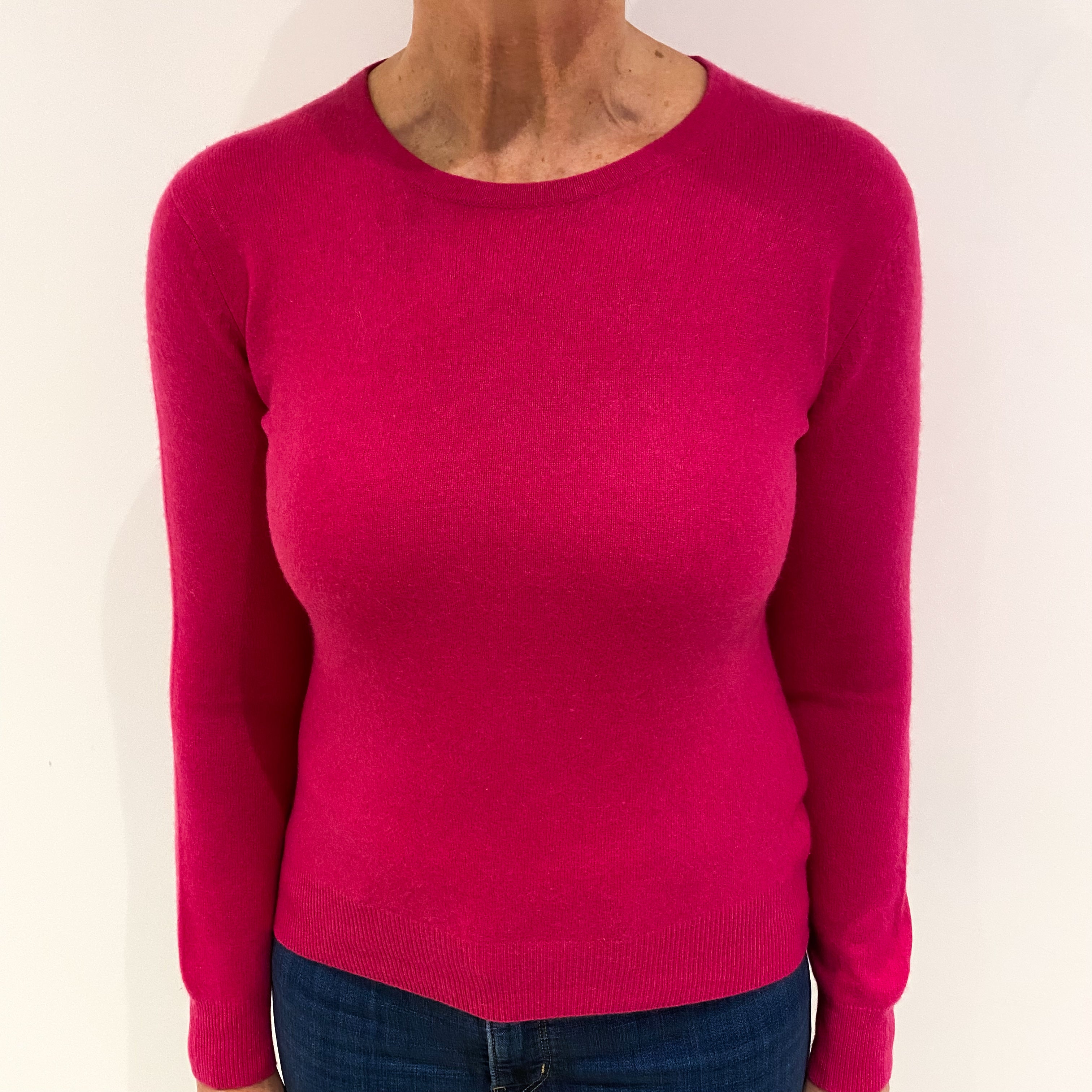 Hot Pink Cashmere Crew Neck Jumper Medium