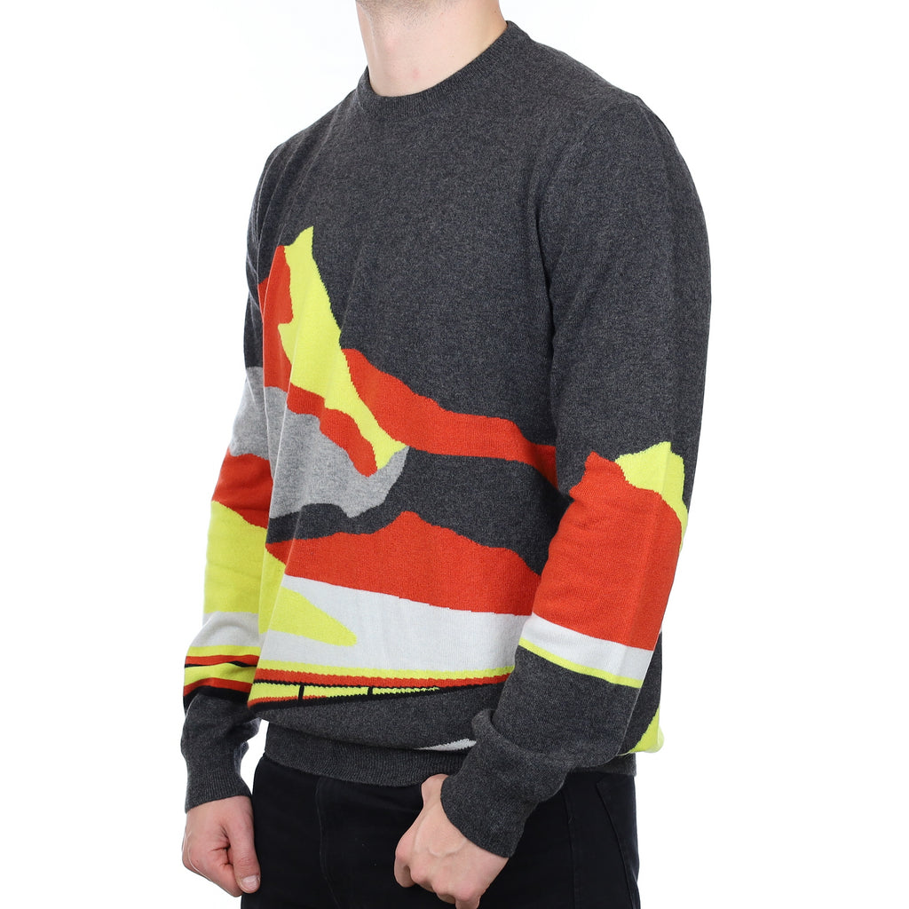 Men’s Mountain Scene Cashmere Crew Neck Jumper XXL