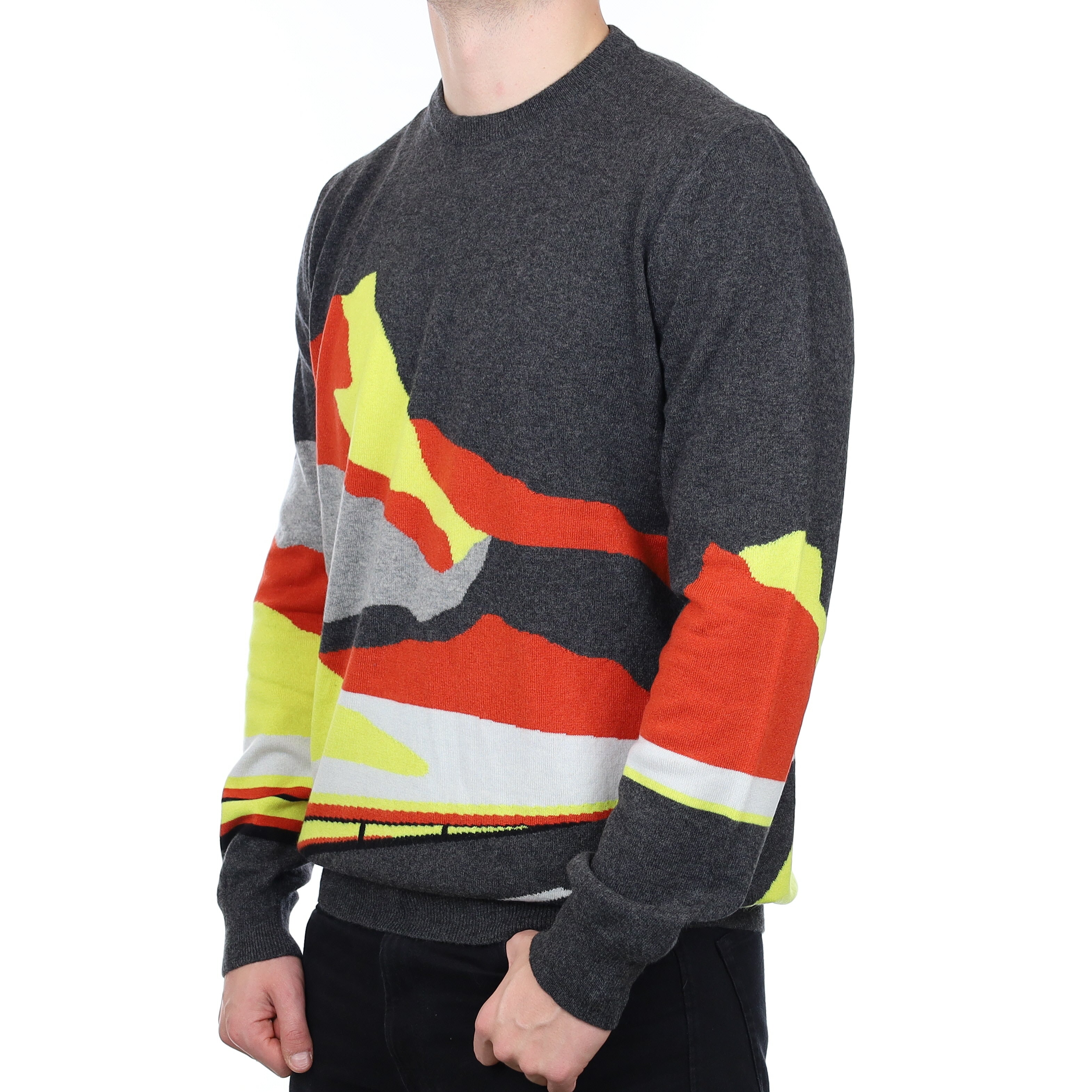 Men’s Mountain Scene Cashmere Crew Neck Jumper XXL