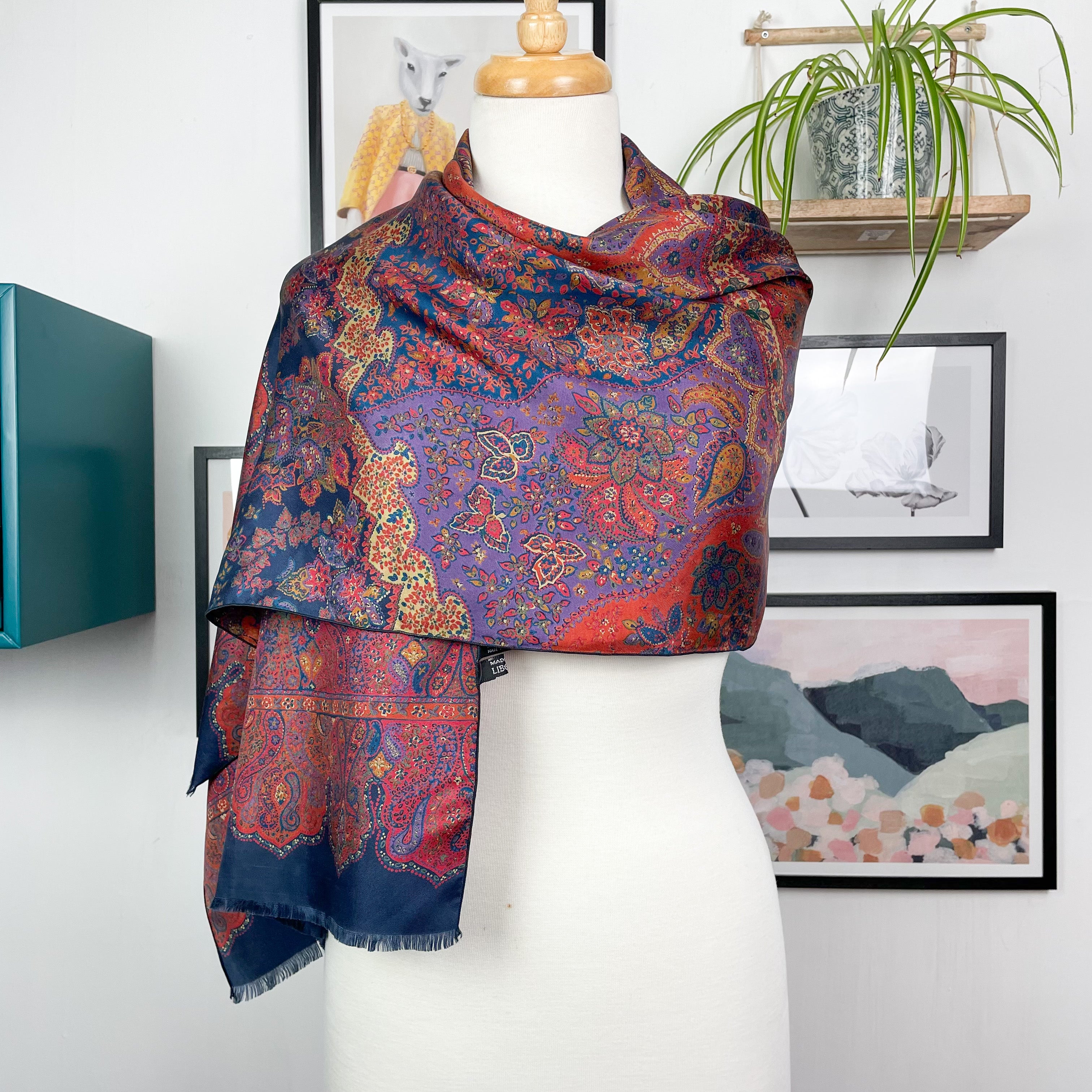 Liberty Paisley Long Vintage Silk Scarf