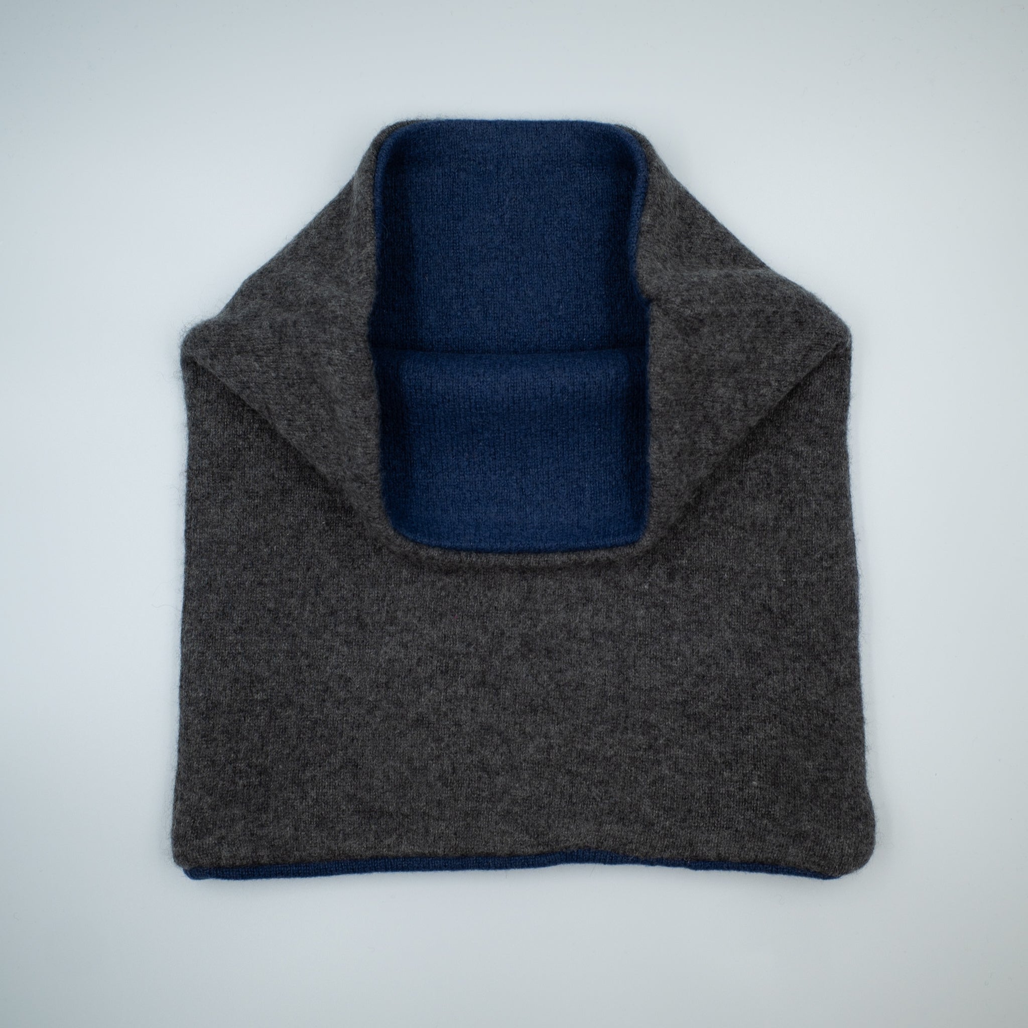 Men’s French Navy and Smoke Grey Luxury Double Layered Snood