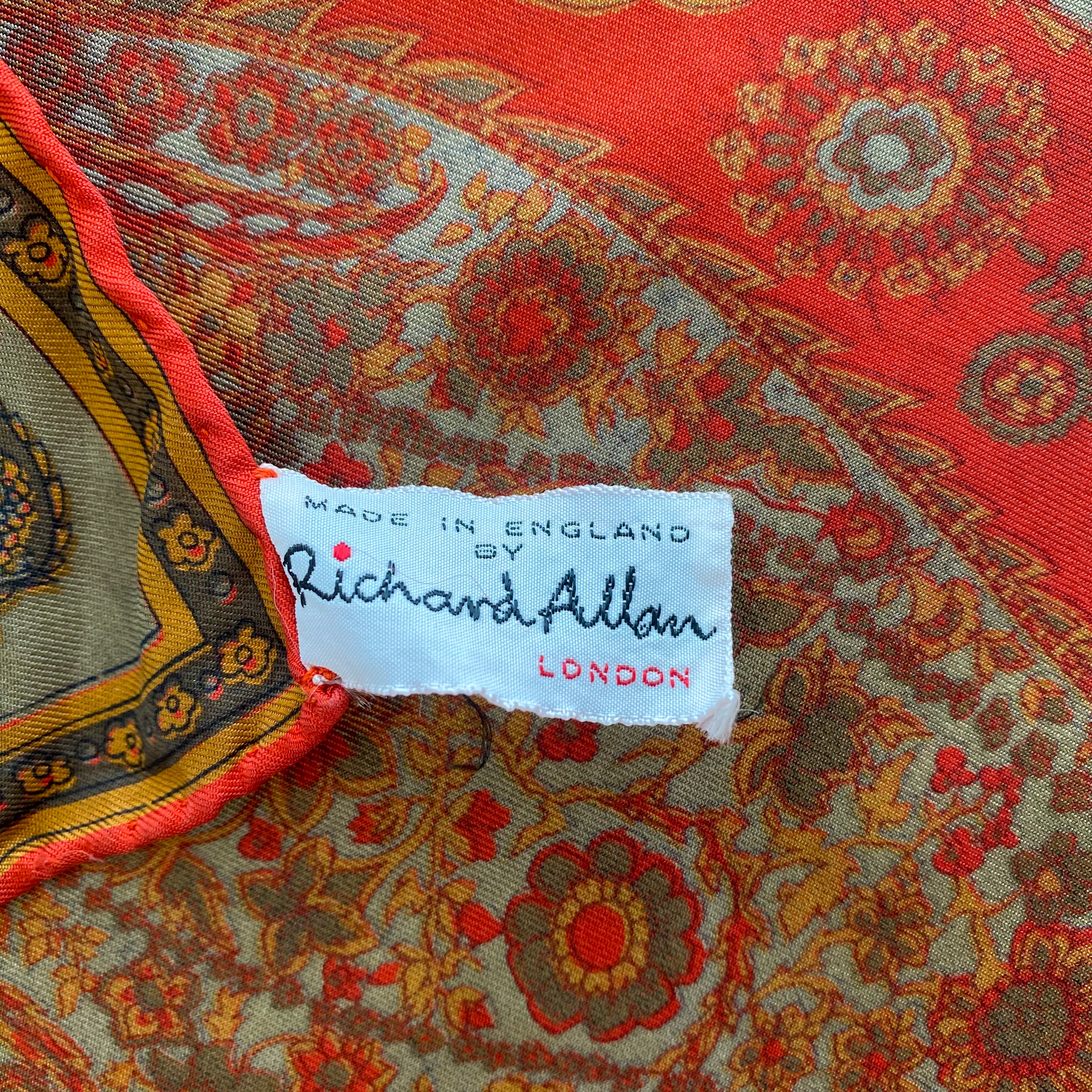1970’s Richard Allan Red Paisley Silk Scarf