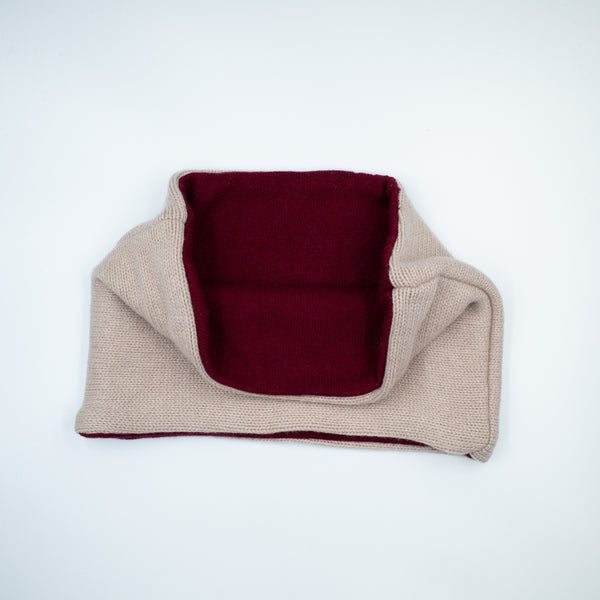 Burgundy Red and Nude Beige Neck Warmer
