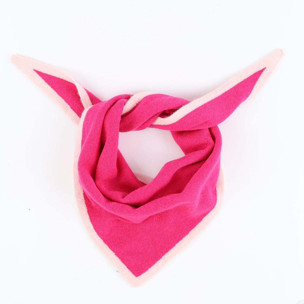 Brand New Hot and Ice Pink Recycled Cashmere Triangle Scarf